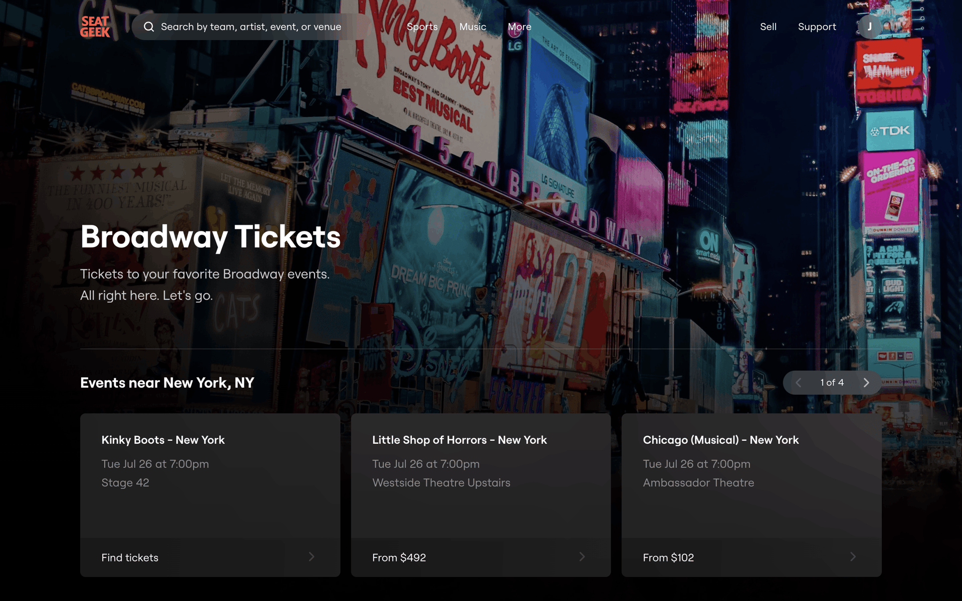 SeatGeek Web UI screenshot 11