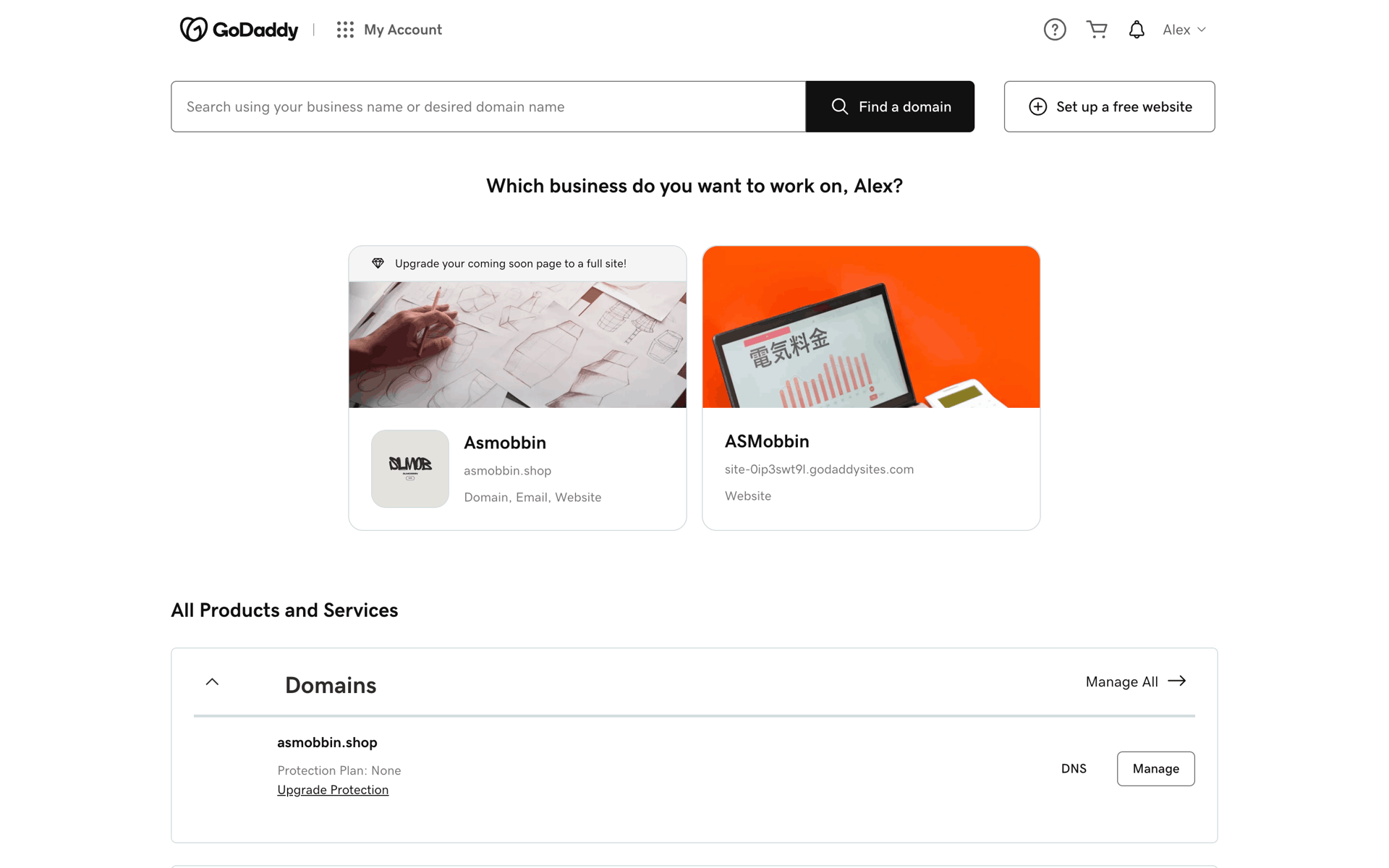 GoDaddy Web UI screenshot 4