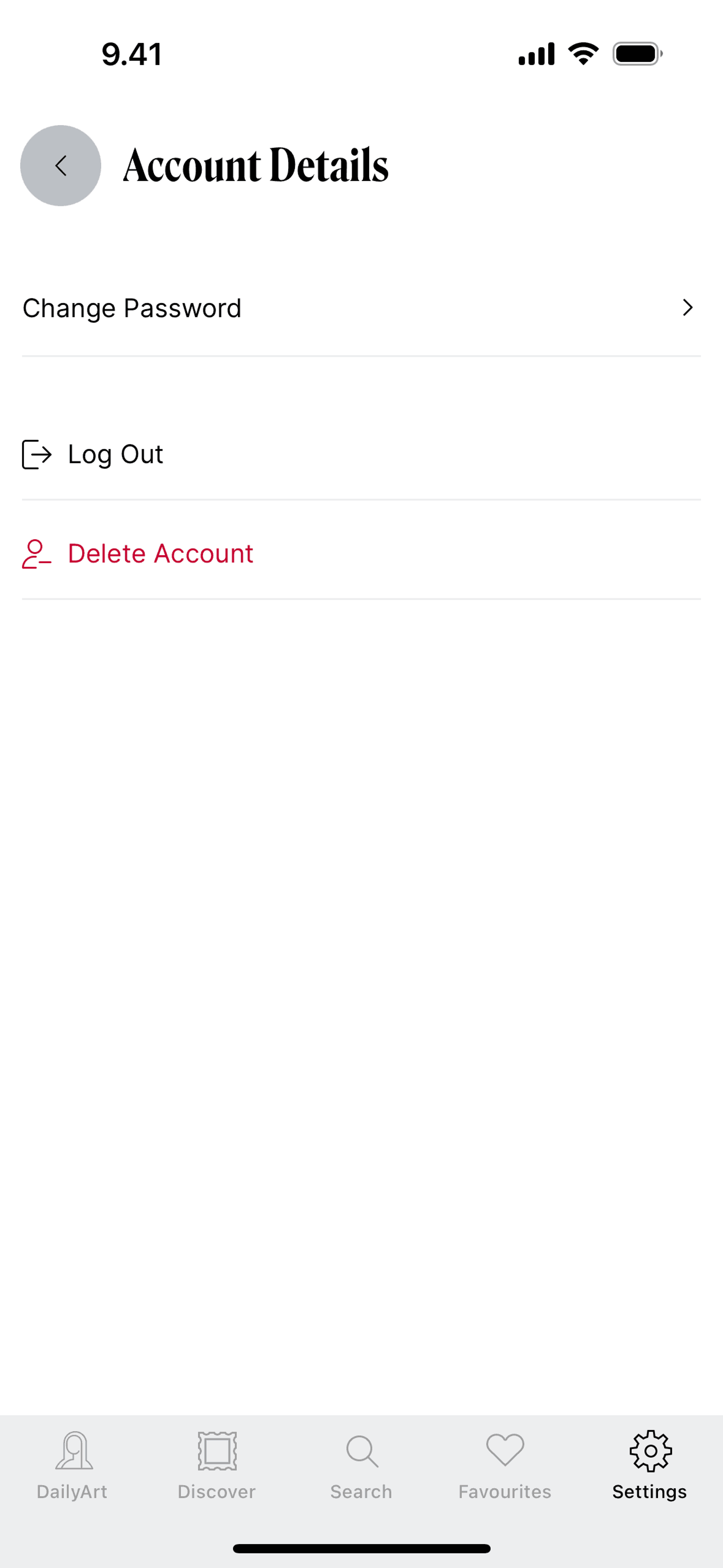 DailyArt iOS UI screenshot 14