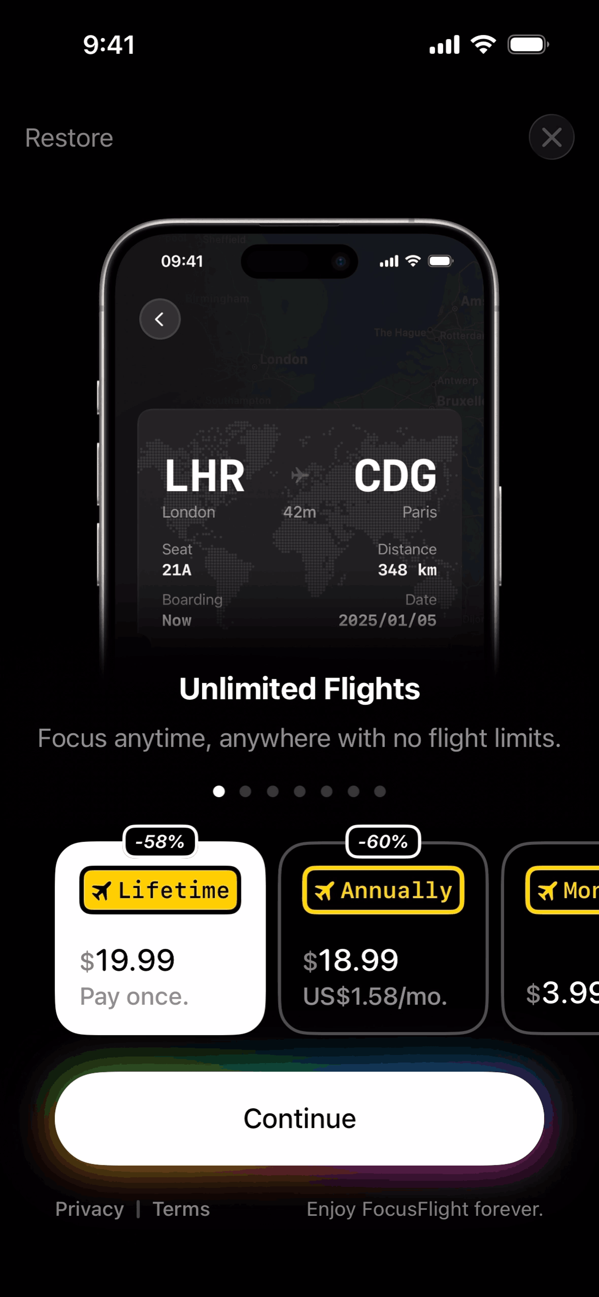 FocusFlight iOS UI screenshot 11