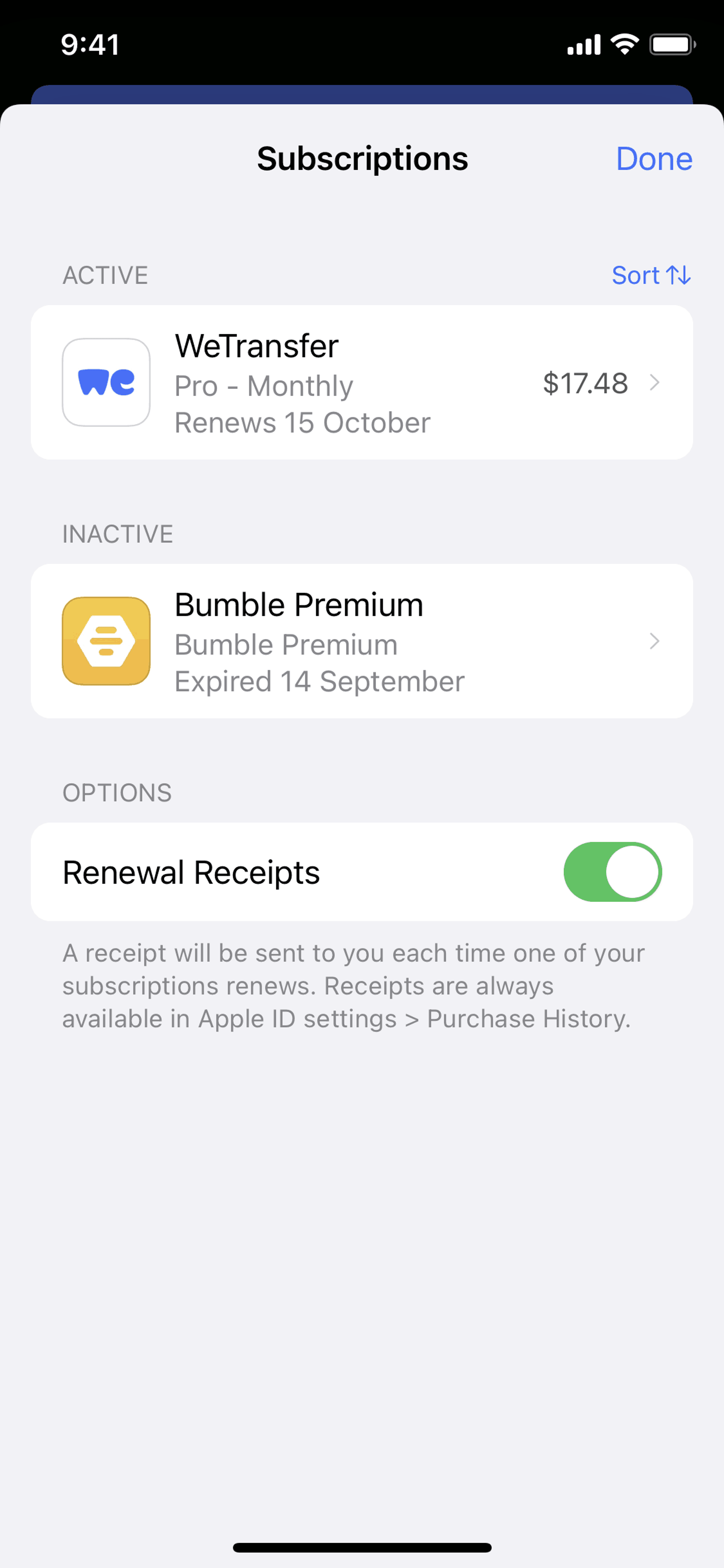WeTransfer iOS UI screenshot 6