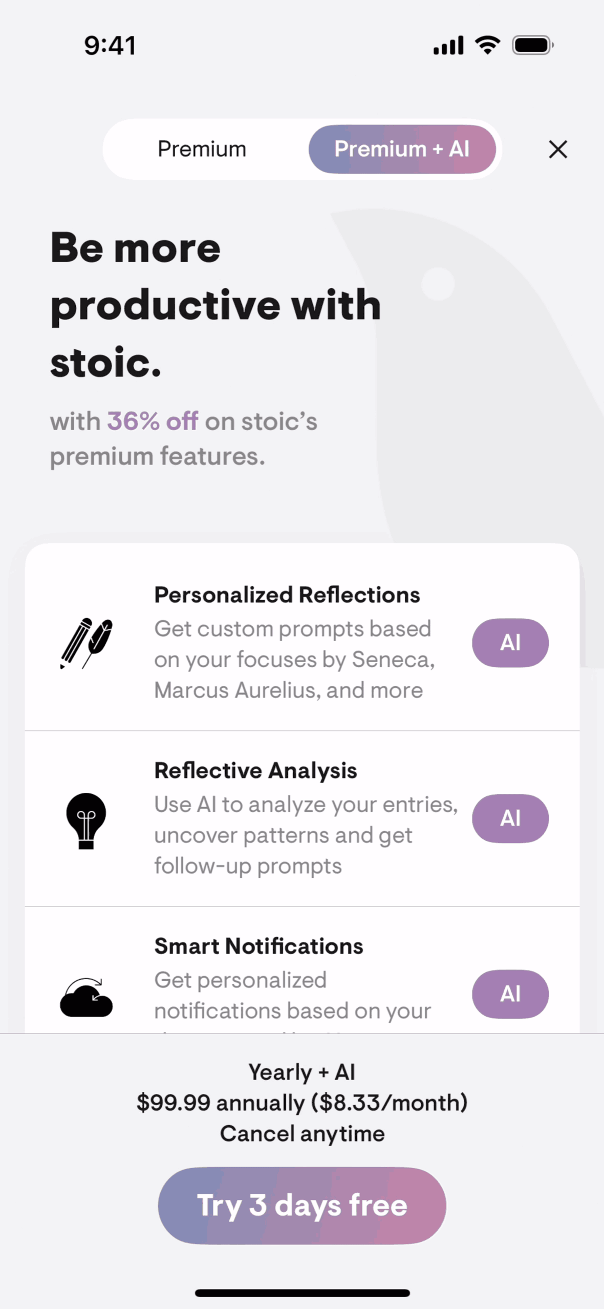 stoic. iOS UI screenshot 13