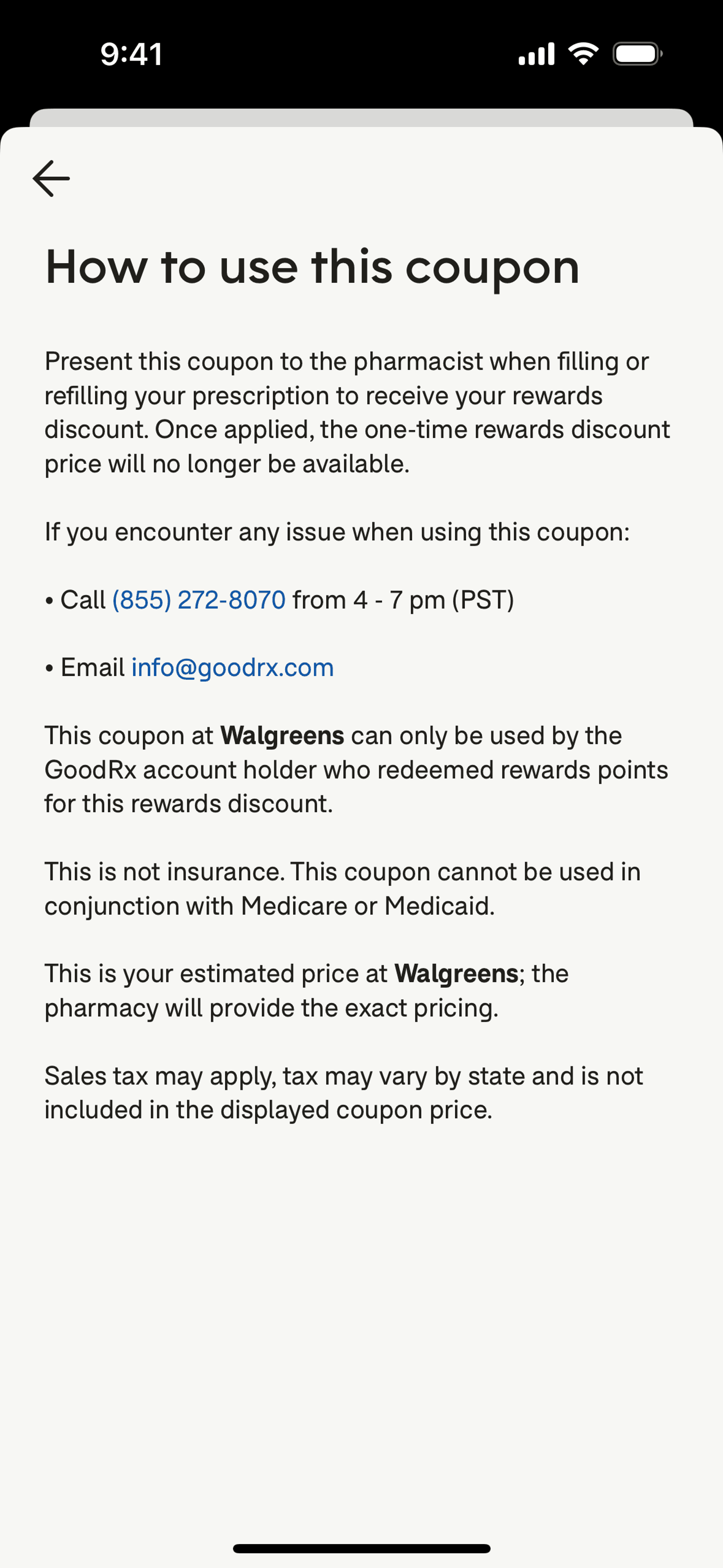 GoodRx iOS UI screenshot 4