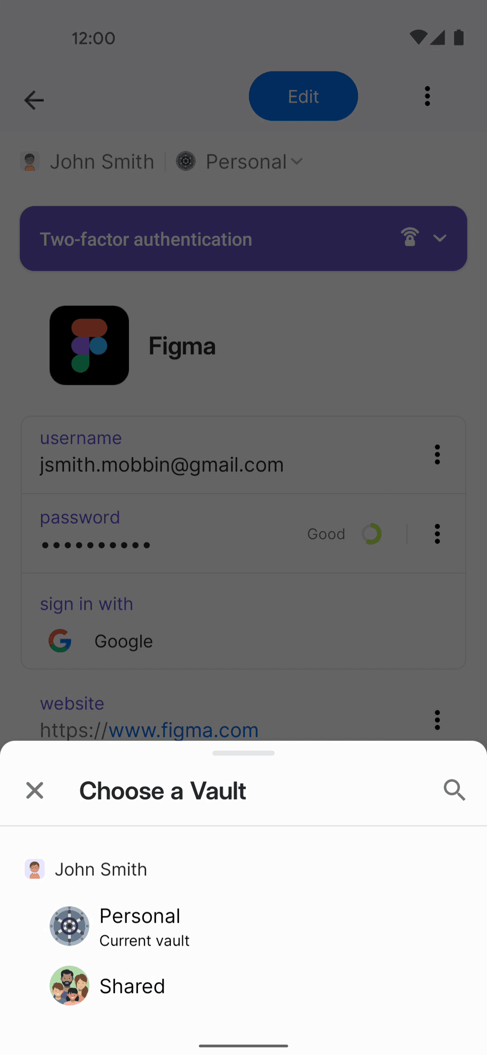 1Password Android UI screenshot 19