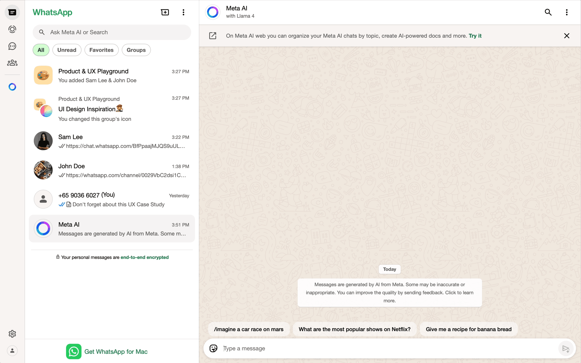WhatsApp Web UI screenshot 5