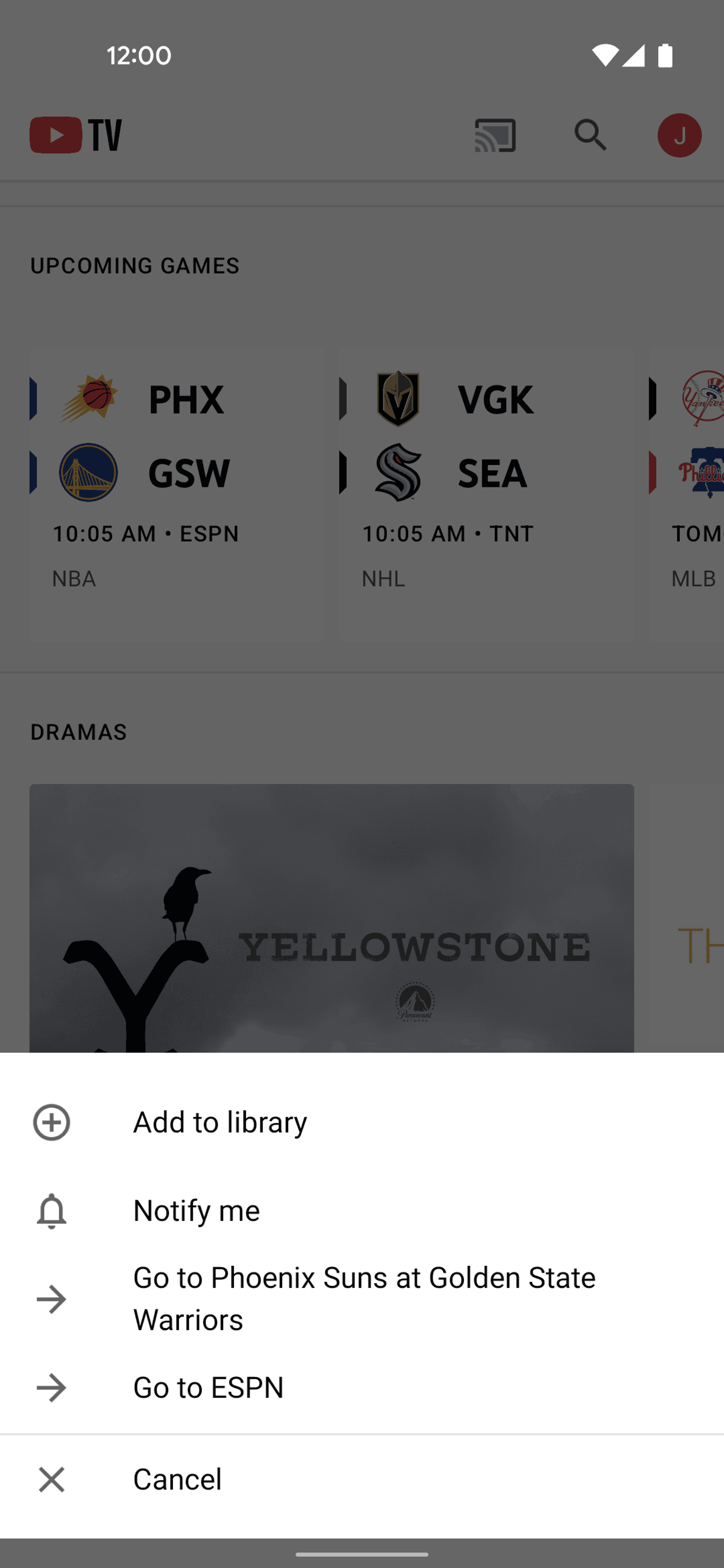 YouTube TV Android UI screenshot 5