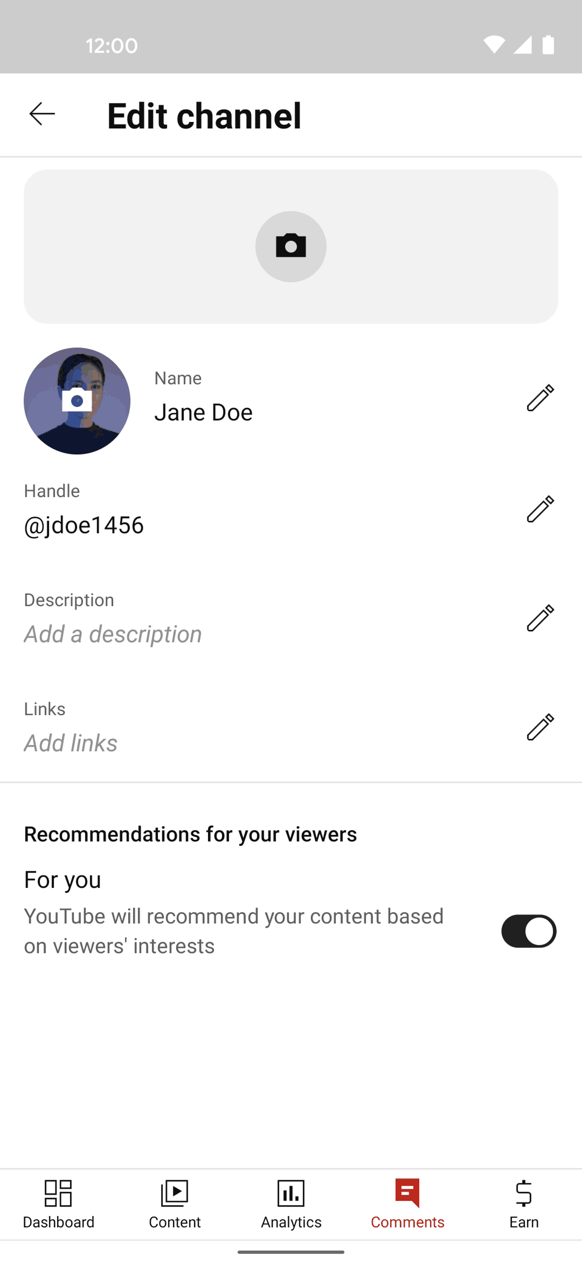 YouTube Studio Android UI screenshot 21