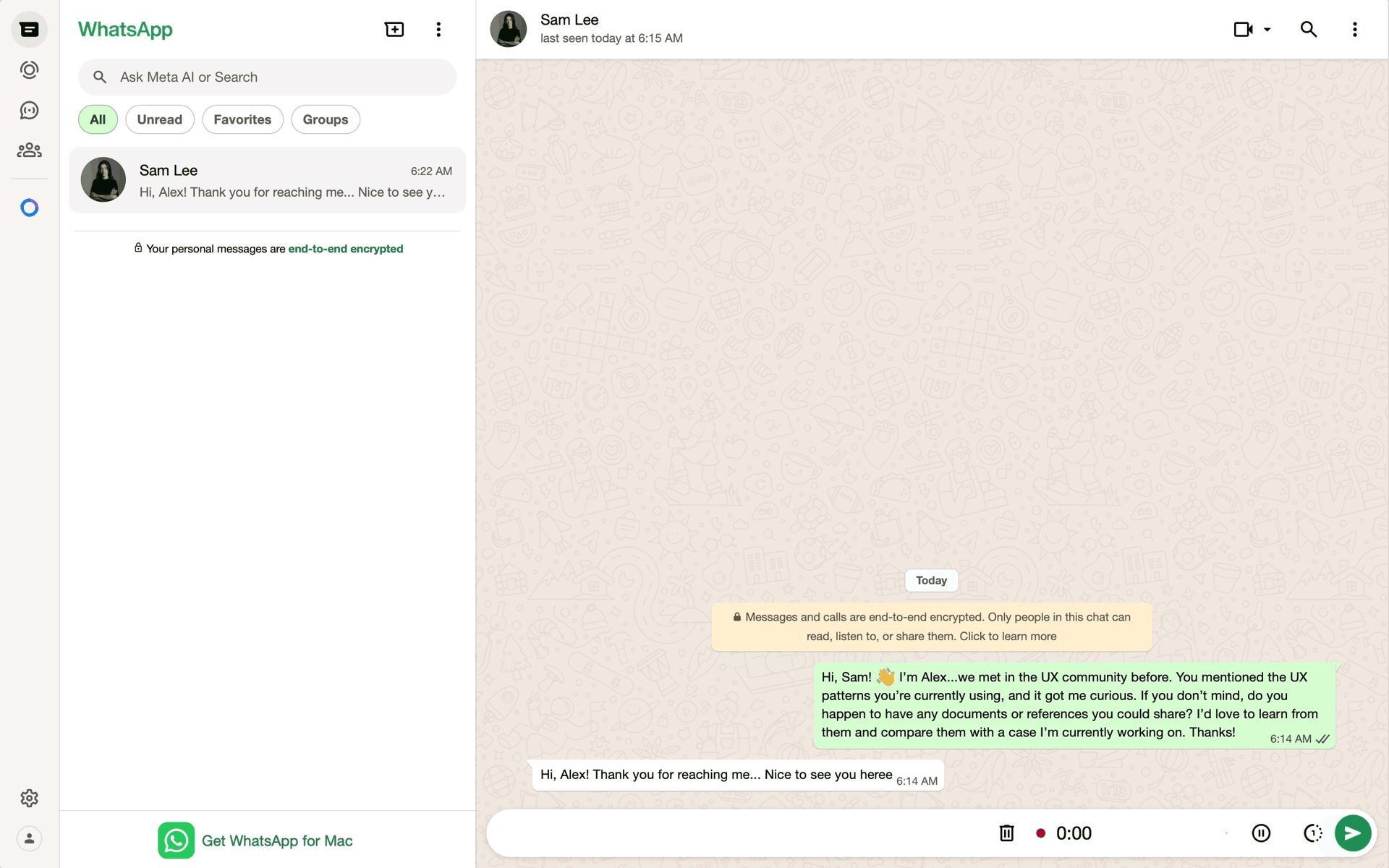 WhatsApp Web UI screenshot 10