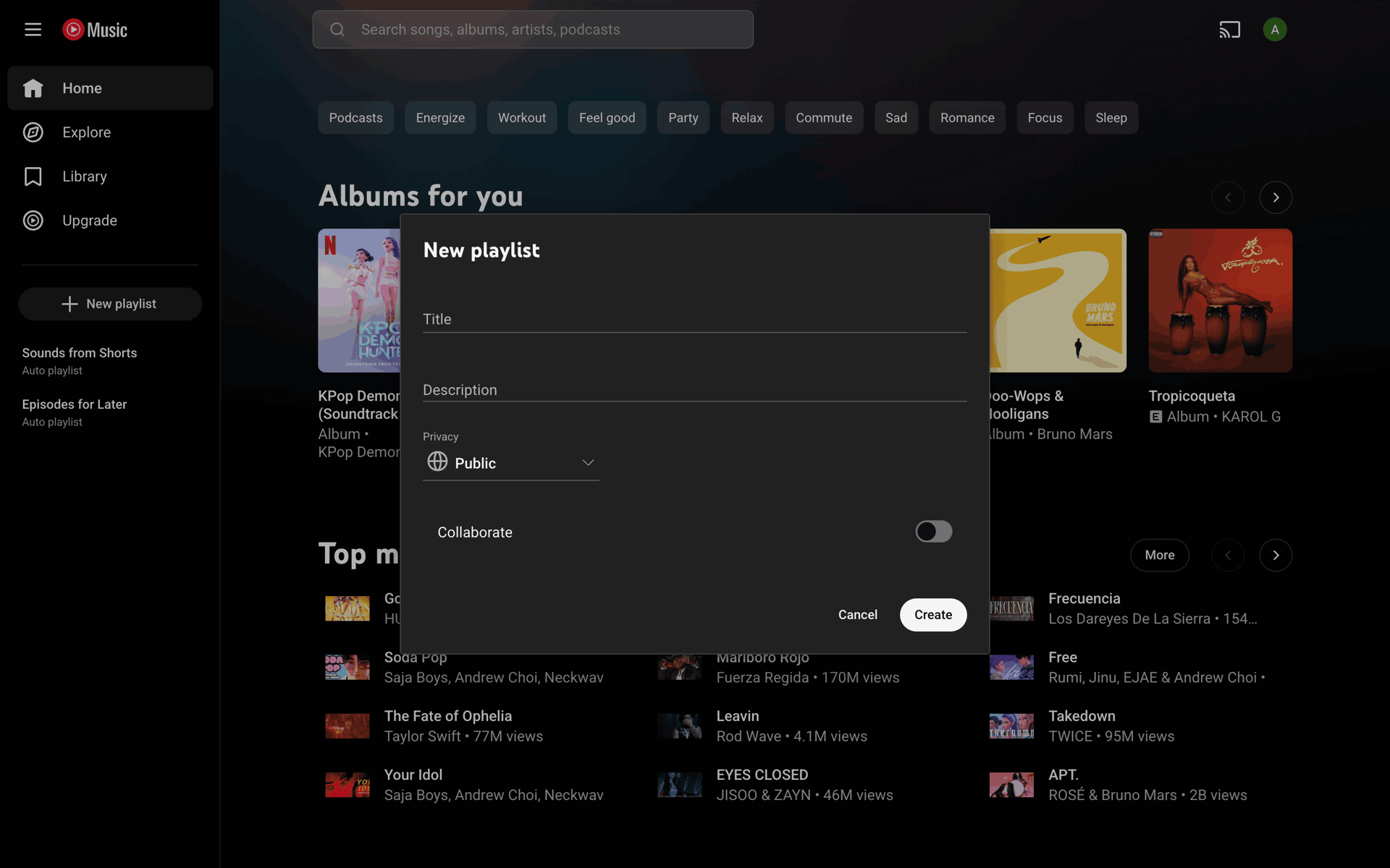 YouTube Music Web UI screenshot 21