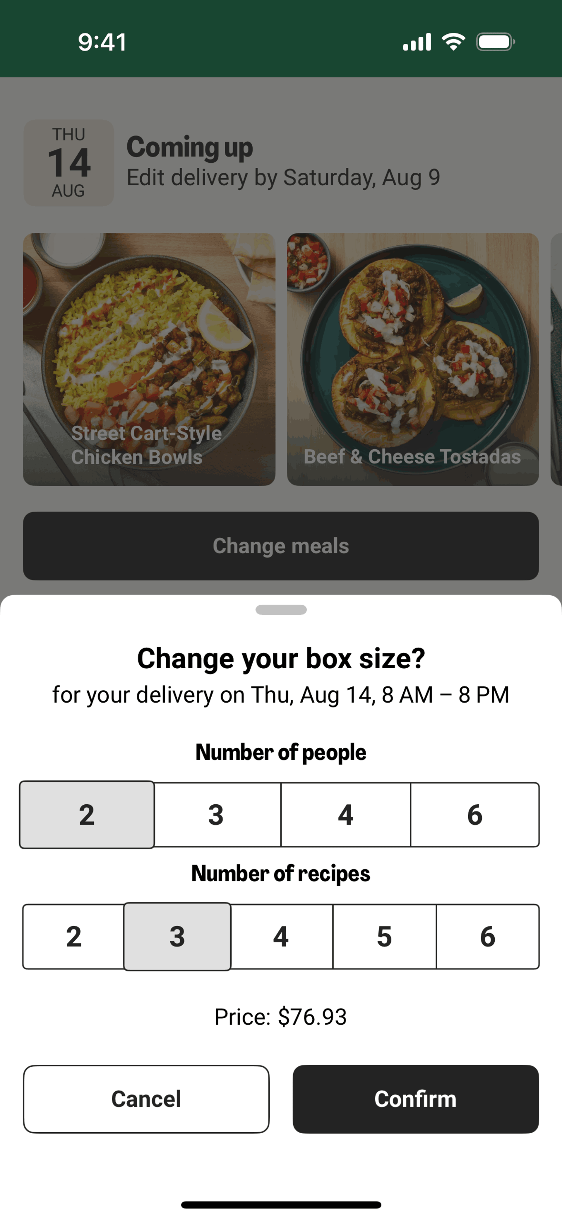 HelloFresh iOS UI screenshot 3