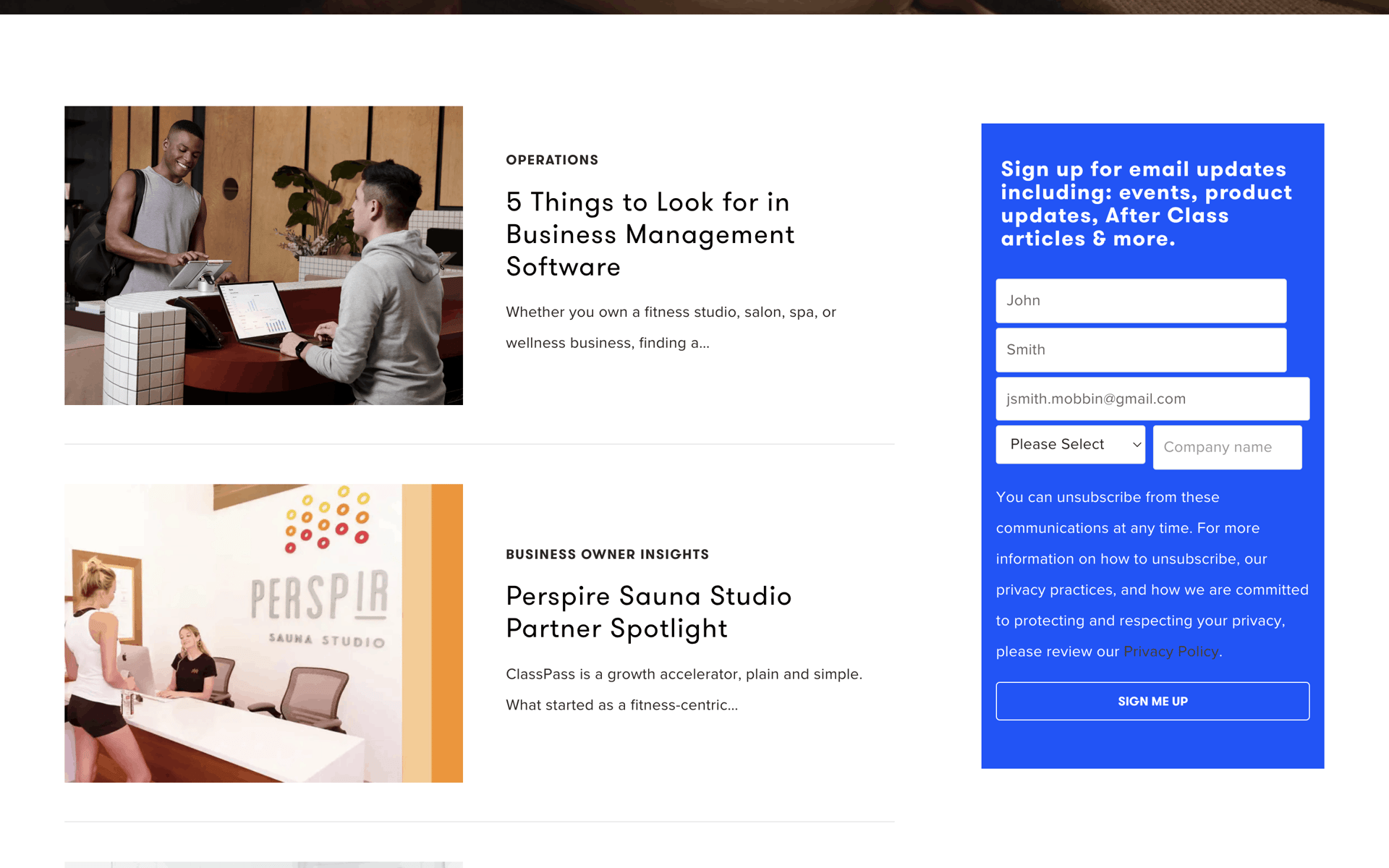 ClassPass Web UI screenshot 19