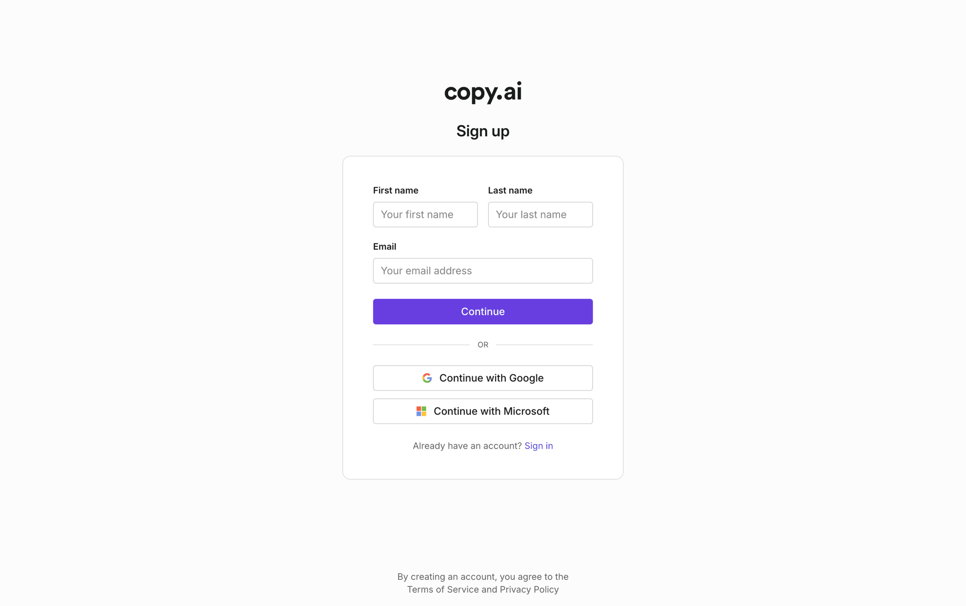 Copy.ai Web UI screenshot 3