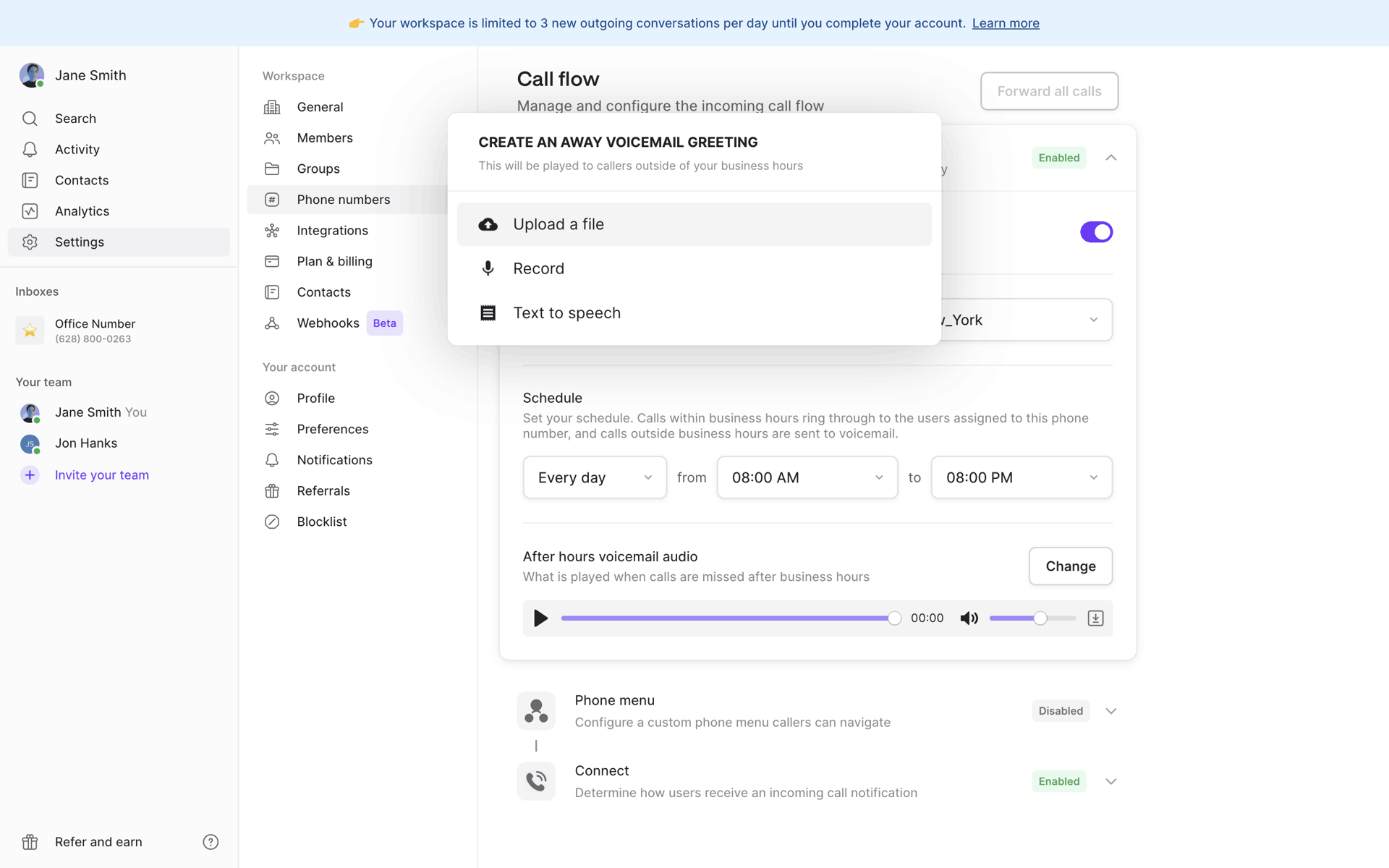 OpenPhone Web UI screenshot 7