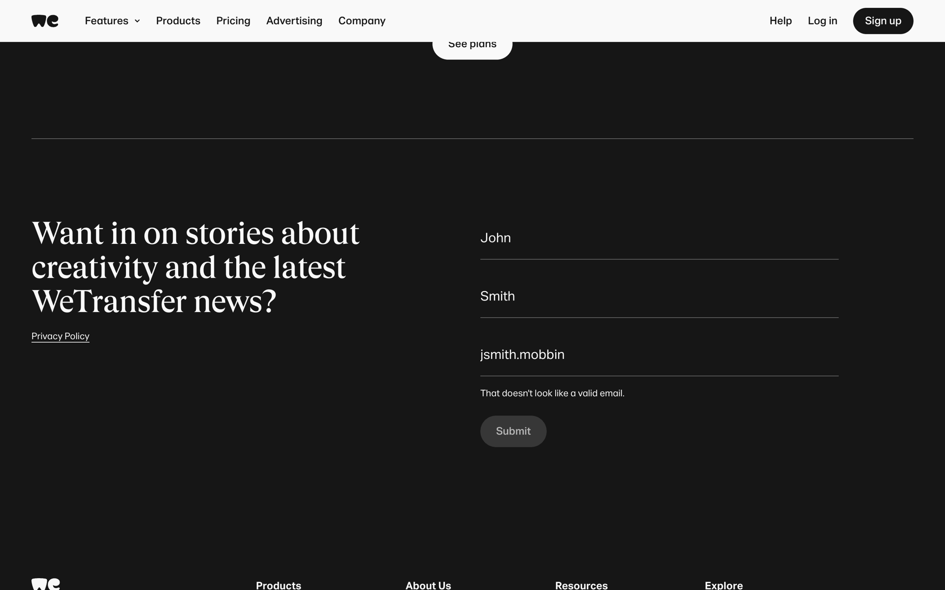 WeTransfer Web UI screenshot 19