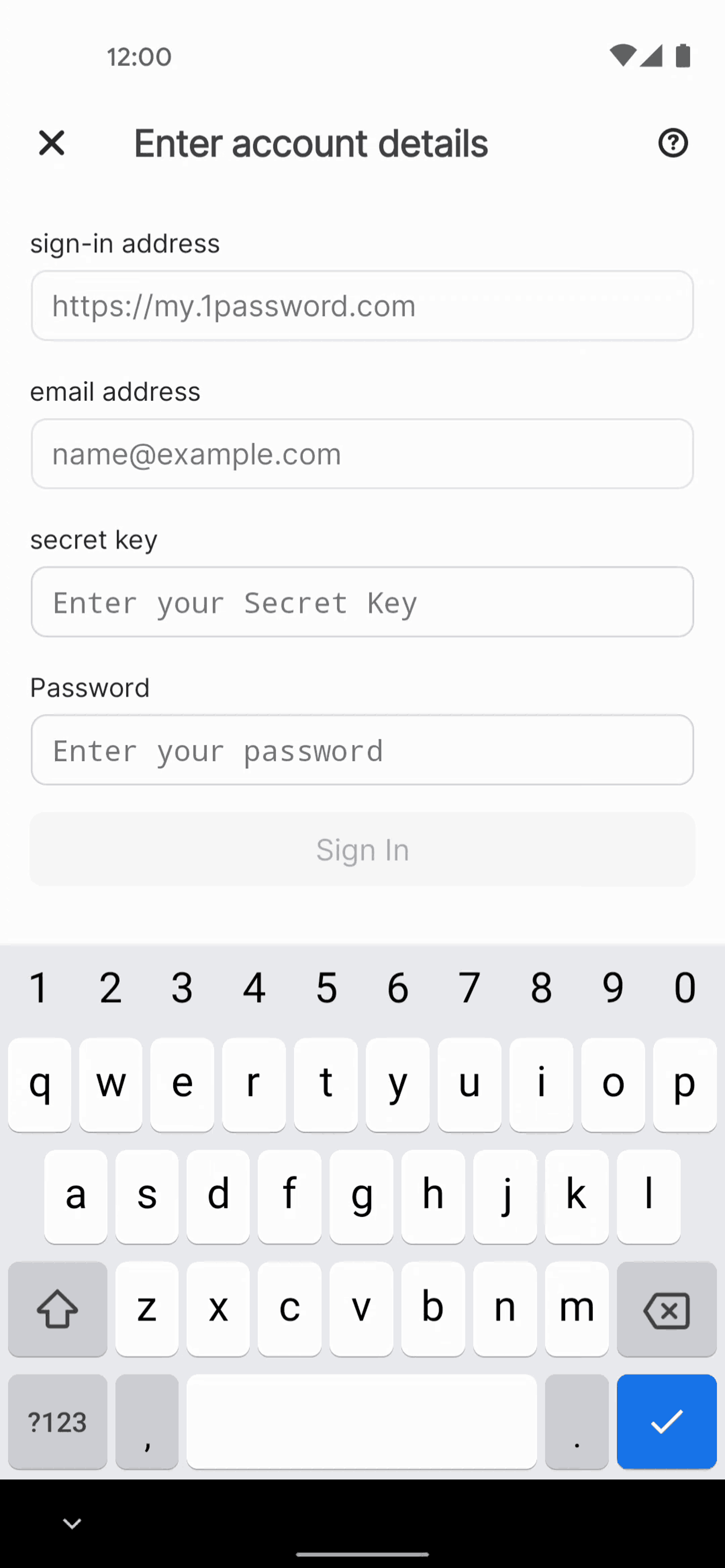 1Password Android UI screenshot 17