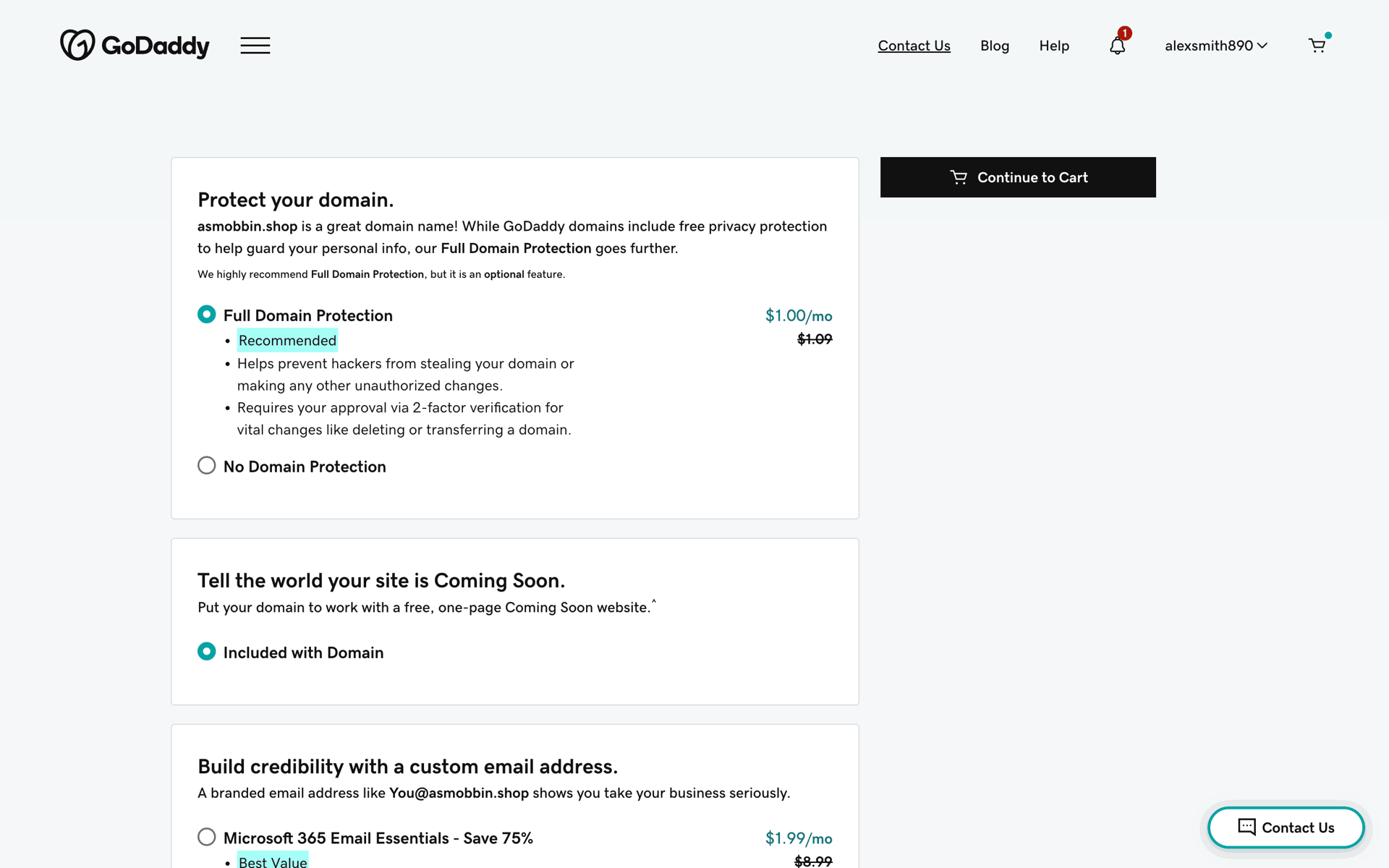 GoDaddy Web UI screenshot 9