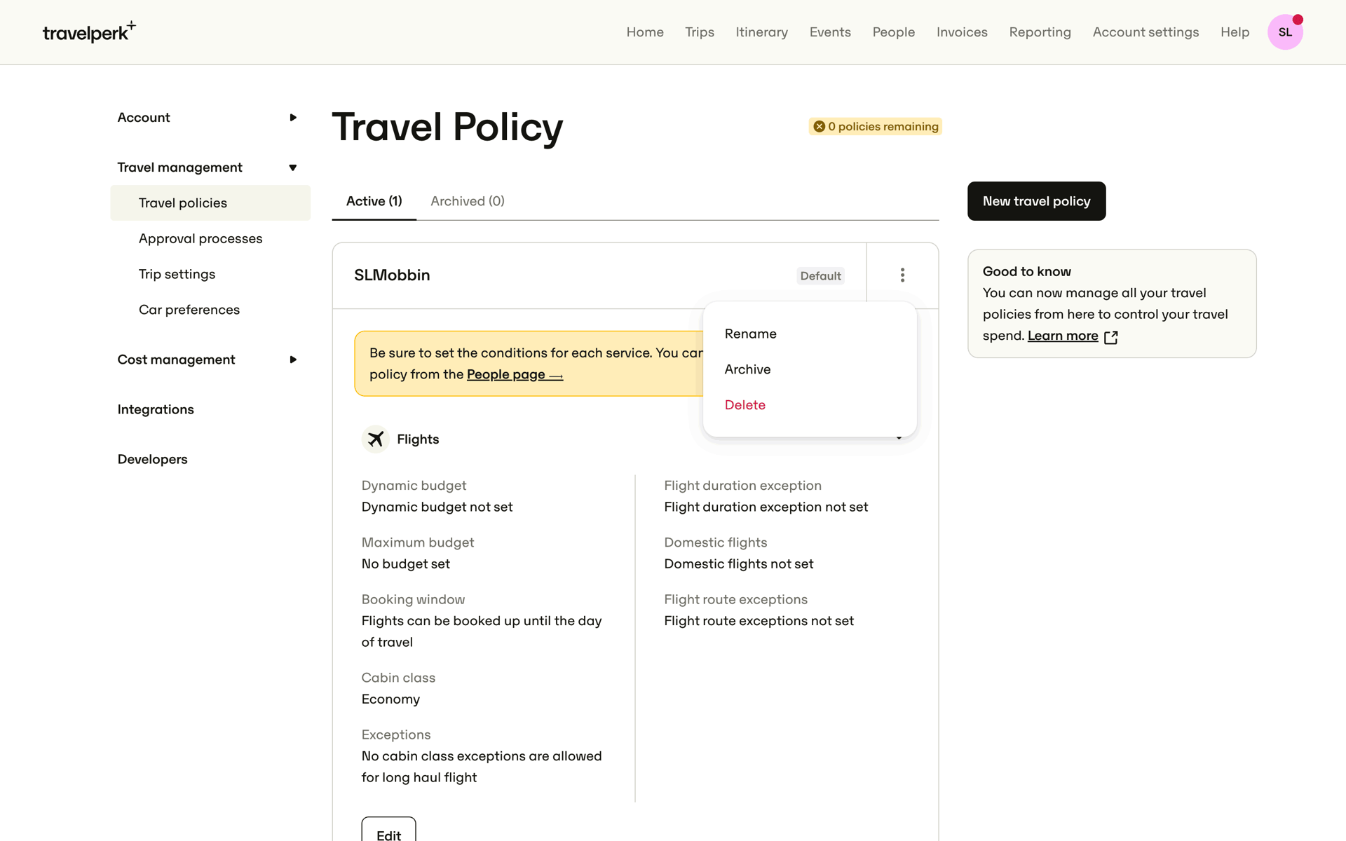 TravelPerk Web UI screenshot 10
