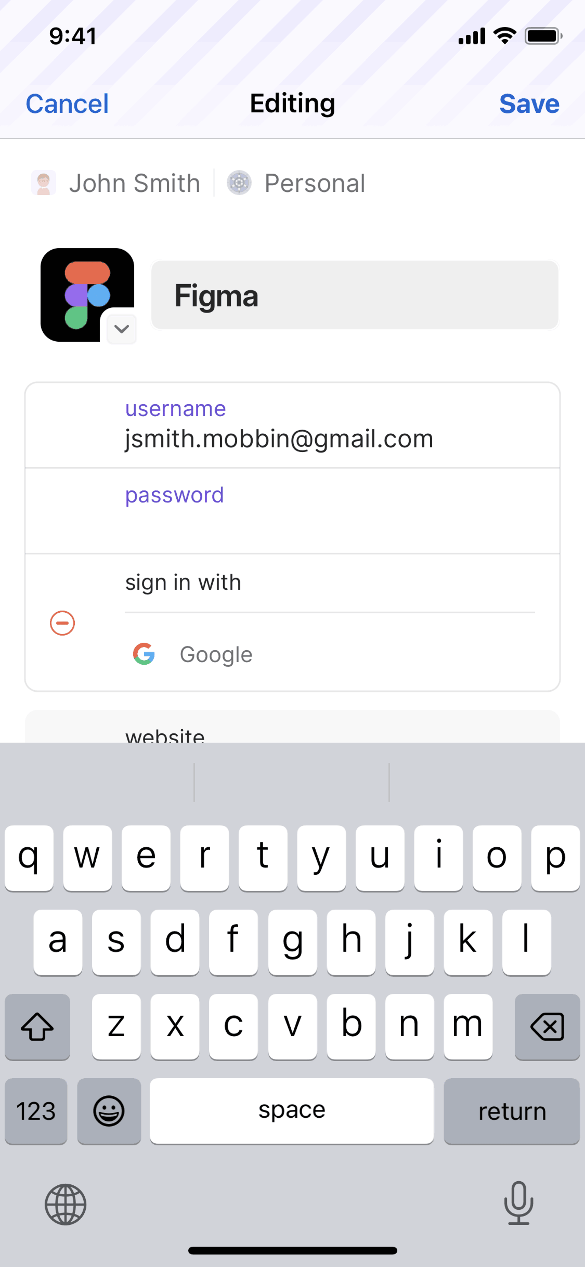 1Password iOS UI screenshot 23