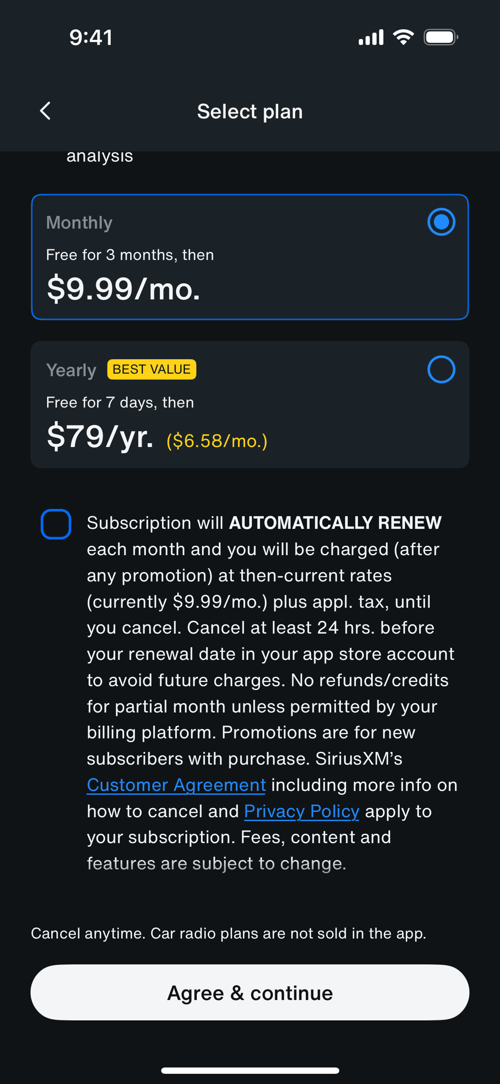 SiriusXM iOS UI screenshot 24