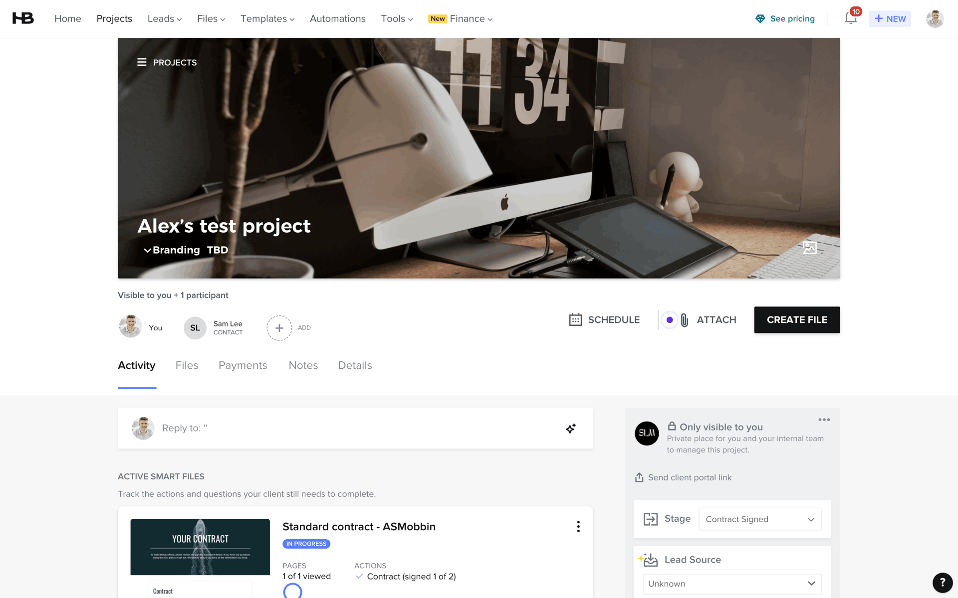 HoneyBook Web UI screenshot 14