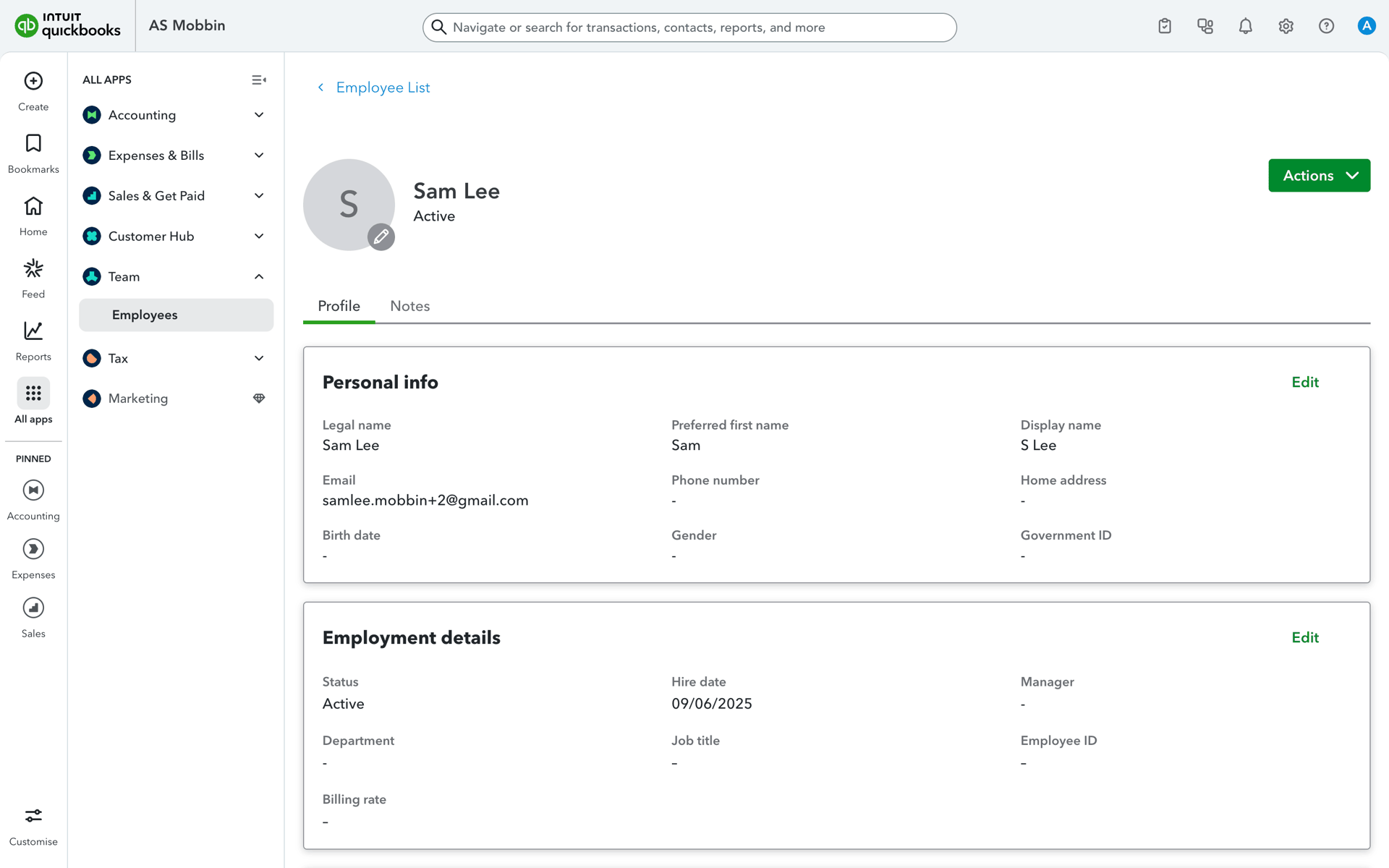 QuickBooks Web UI screenshot 6