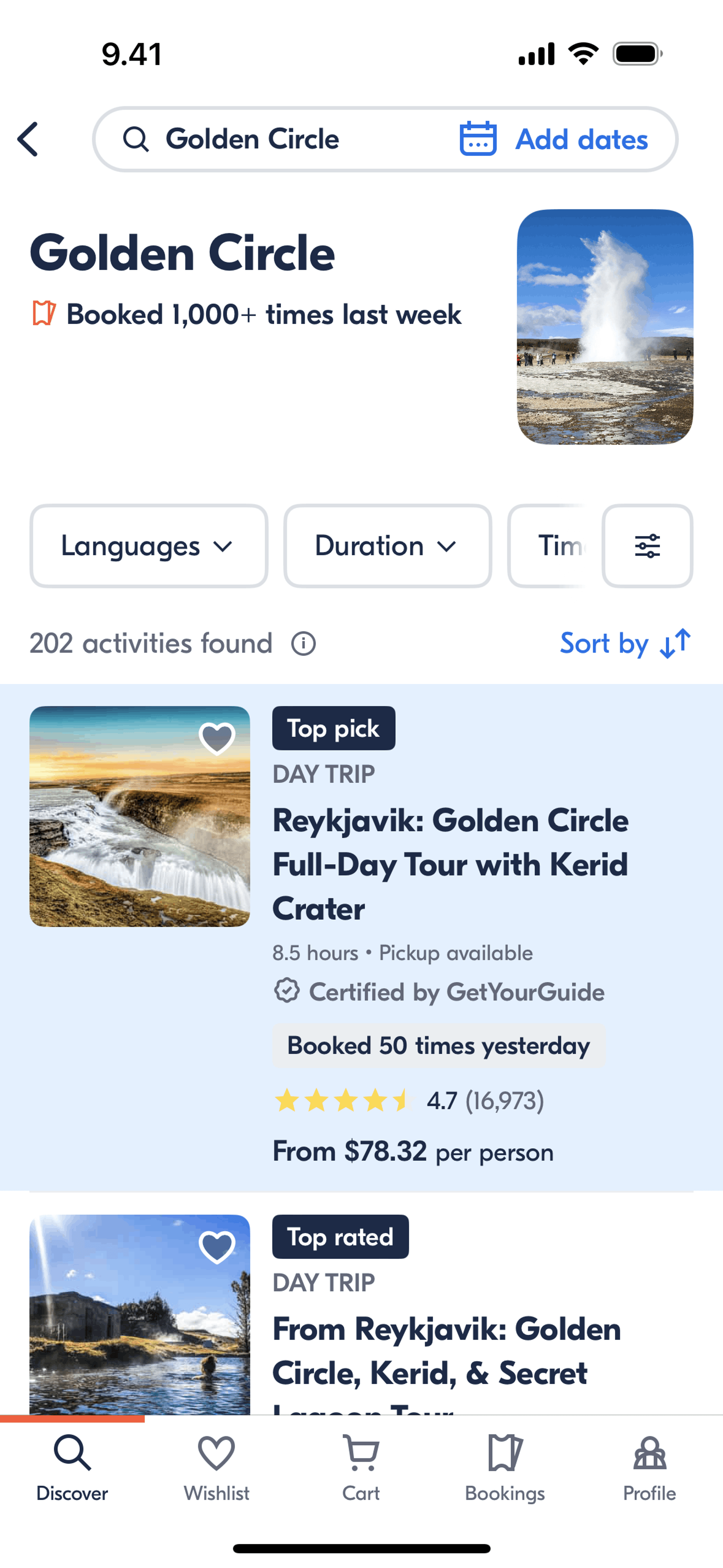 GetYourGuide iOS UI screenshot 10