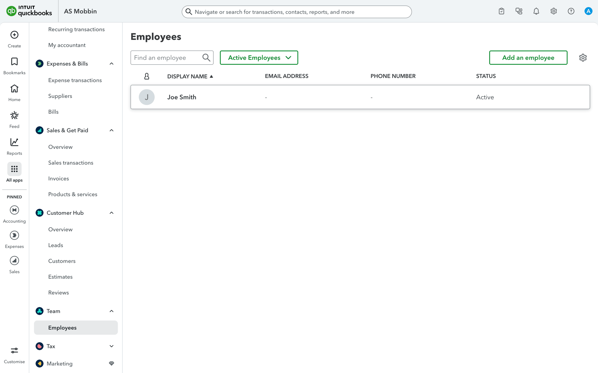 QuickBooks Web UI screenshot 13