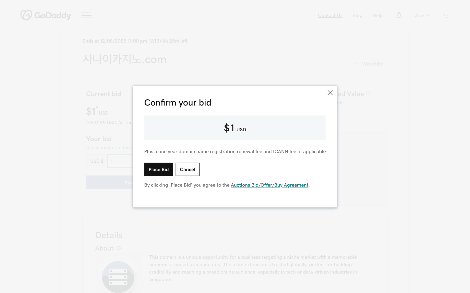 GoDaddy Web UI screenshot 12