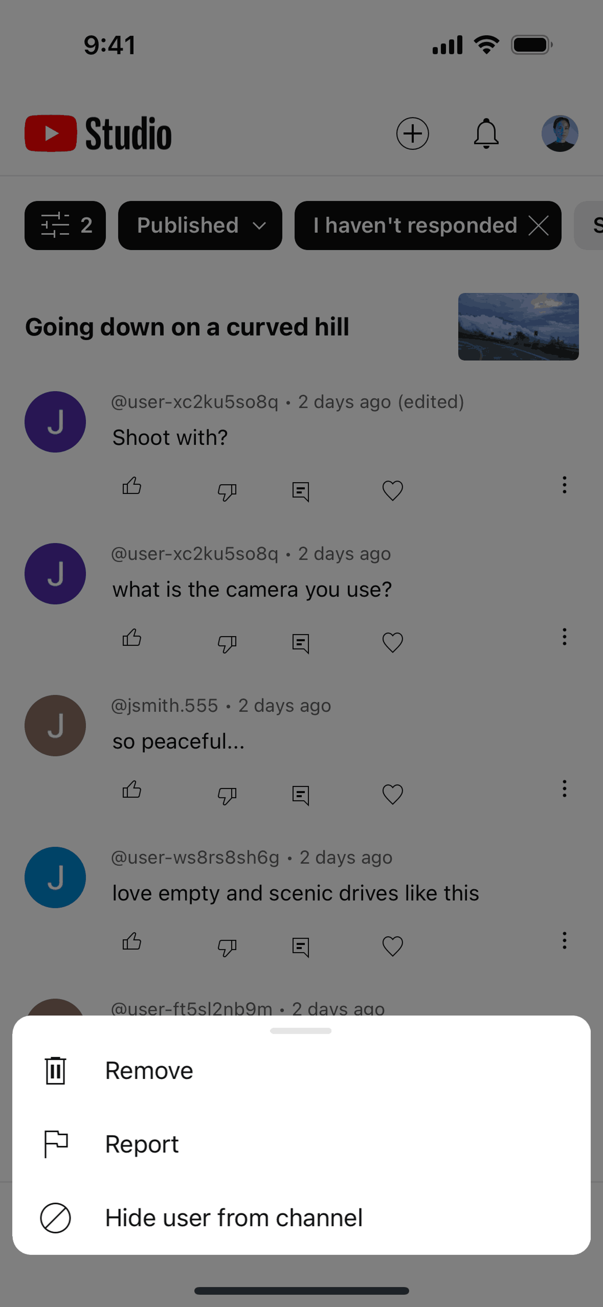 YouTube Studio iOS UI screenshot 6