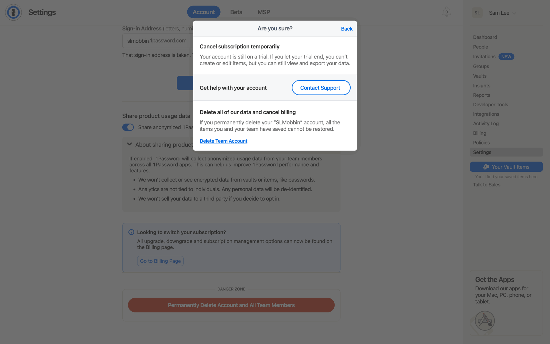 1Password Web UI screenshot 15