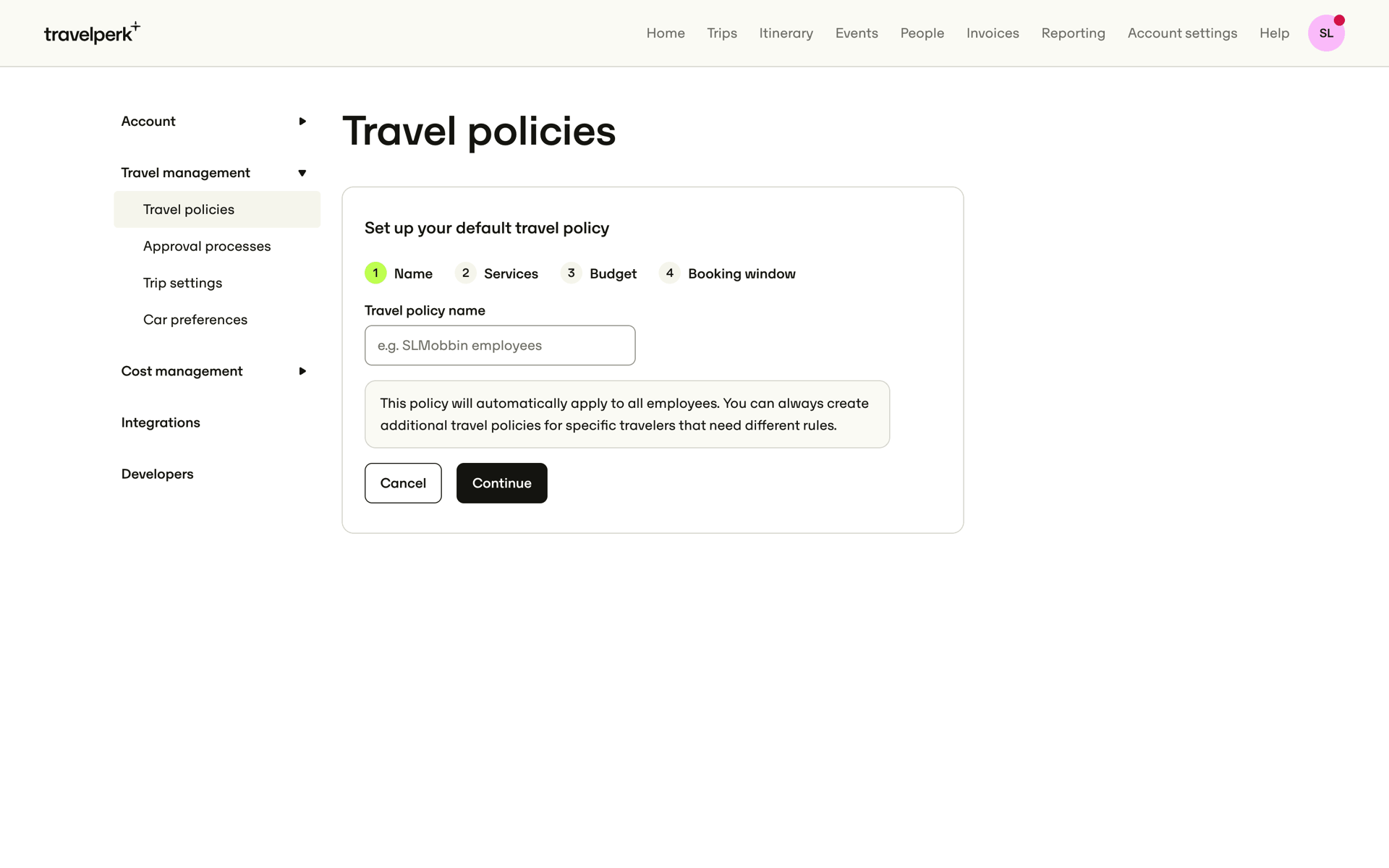 TravelPerk Web UI screenshot 9