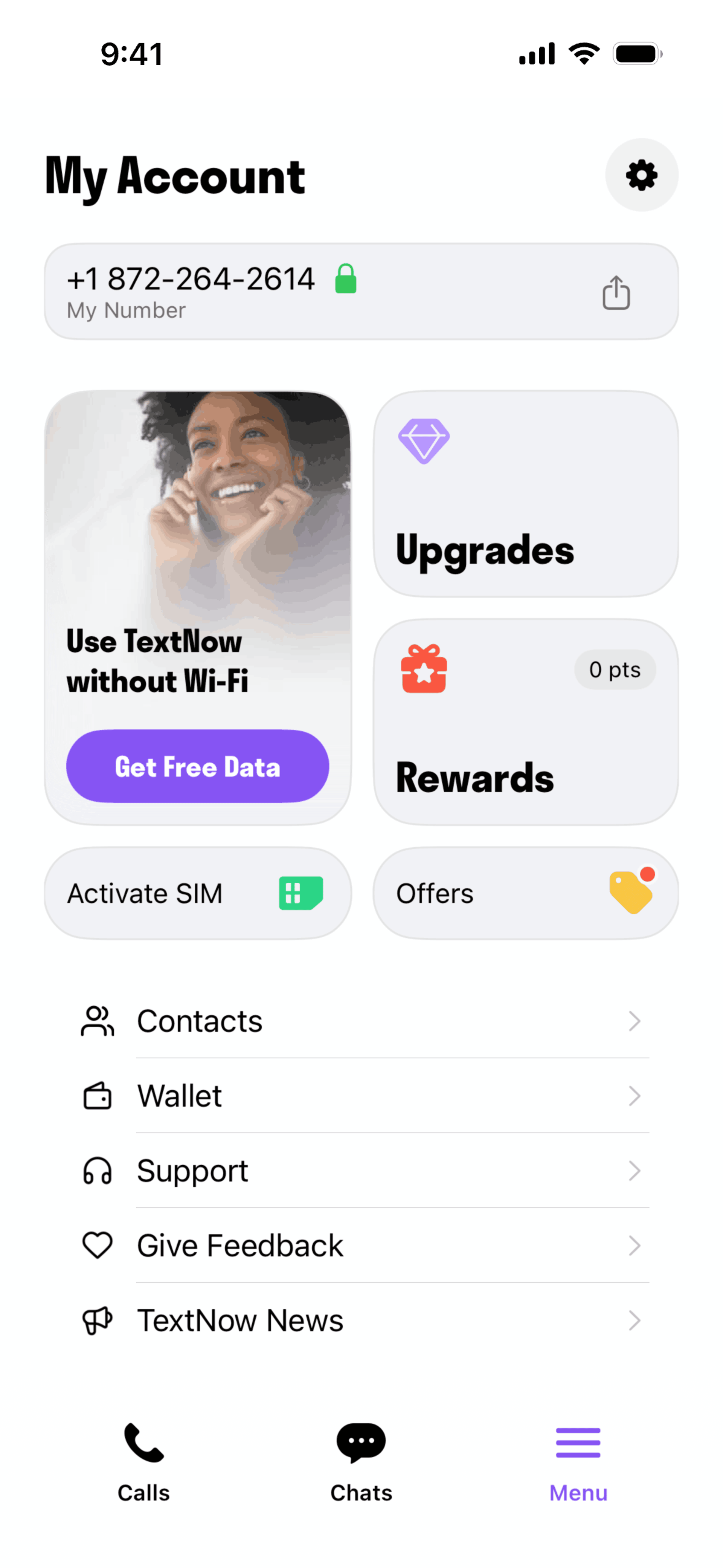 TextNow iOS UI screenshot 19