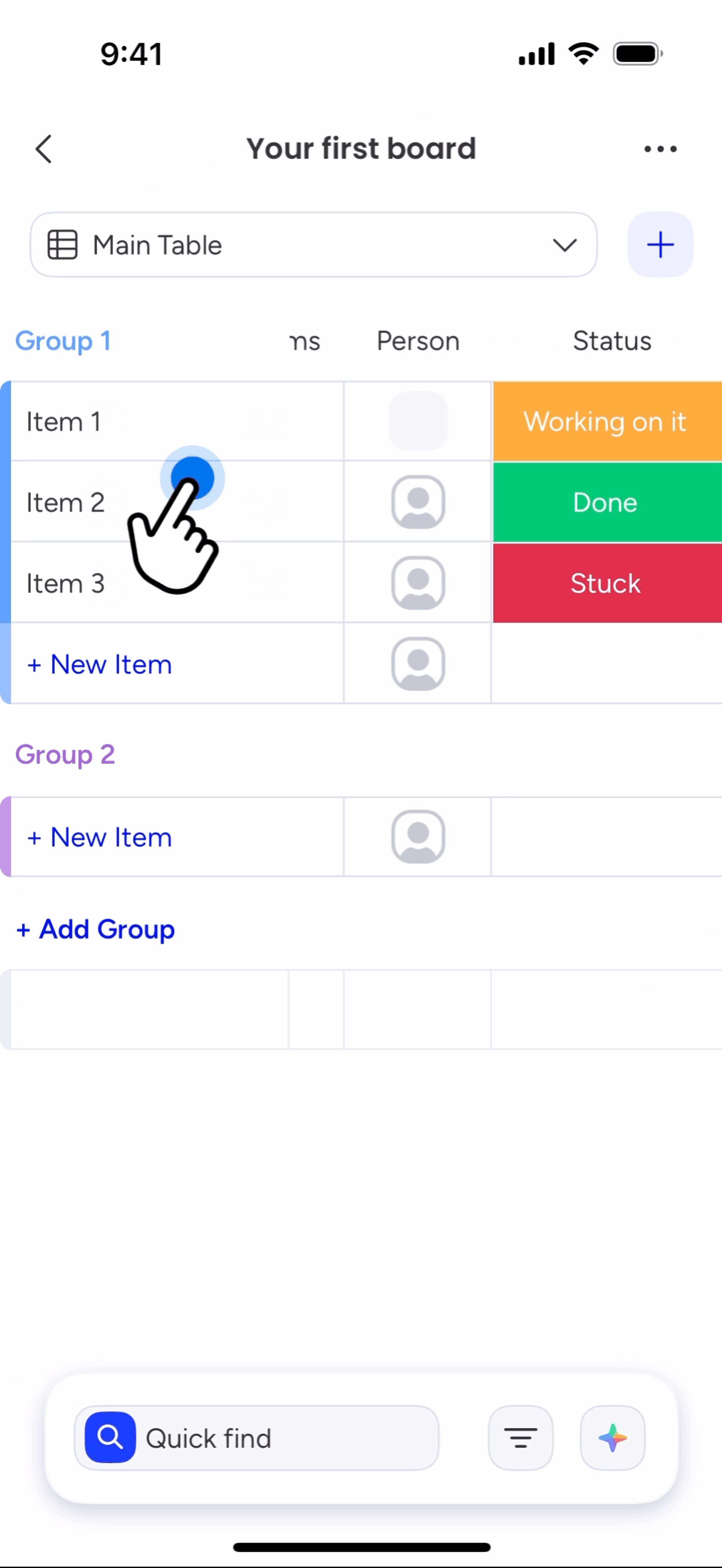 monday.com iOS UI screenshot 17