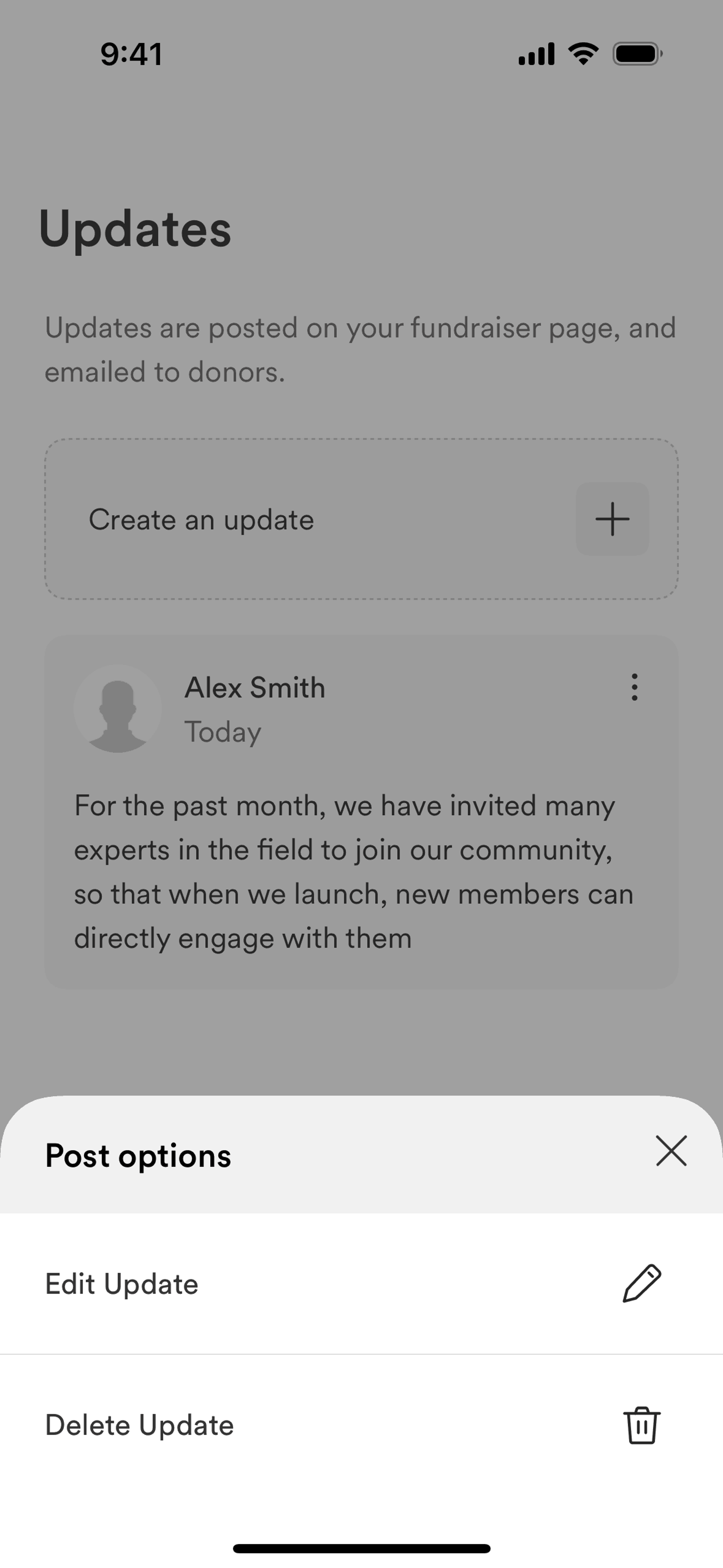 GoFundMe iOS UI screenshot 8
