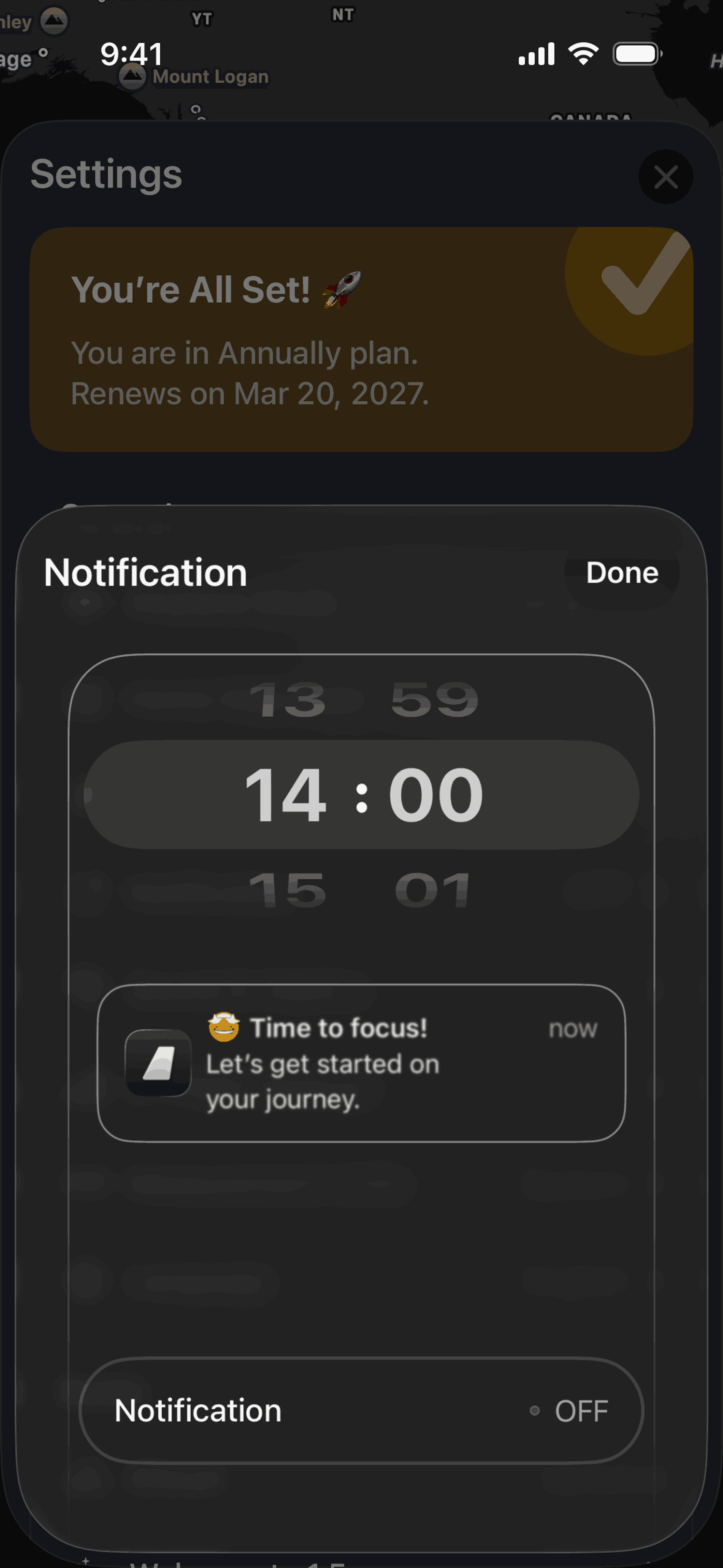 FocusFlight iOS UI screenshot 22