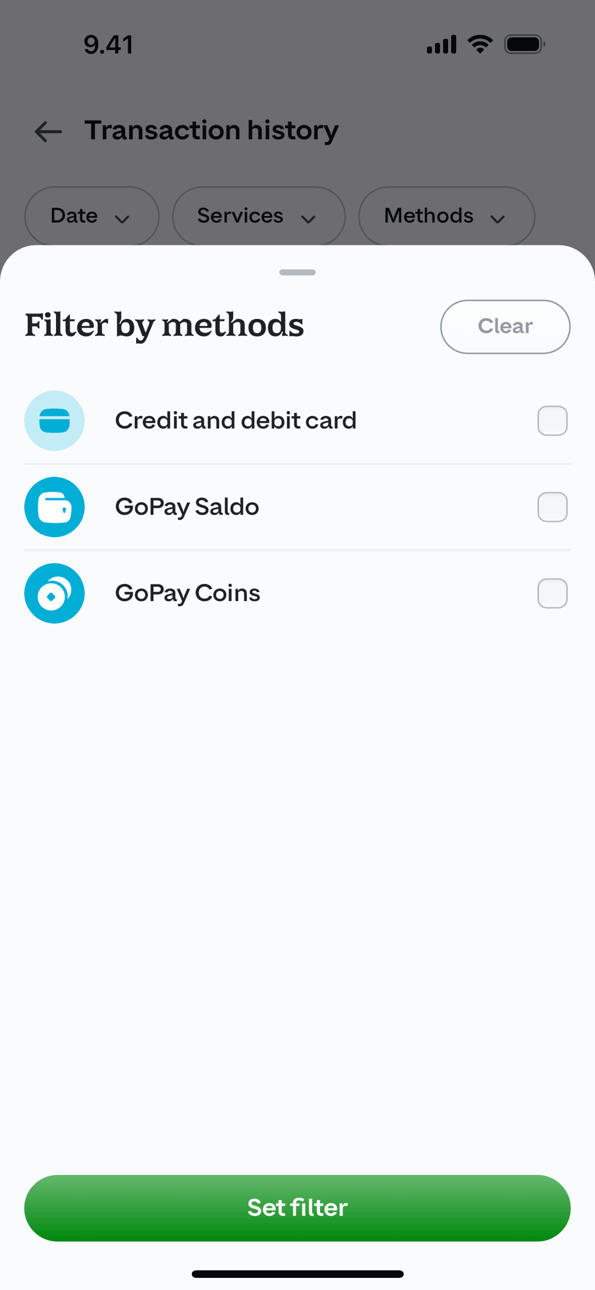 GoPay iOS UI screenshot 13