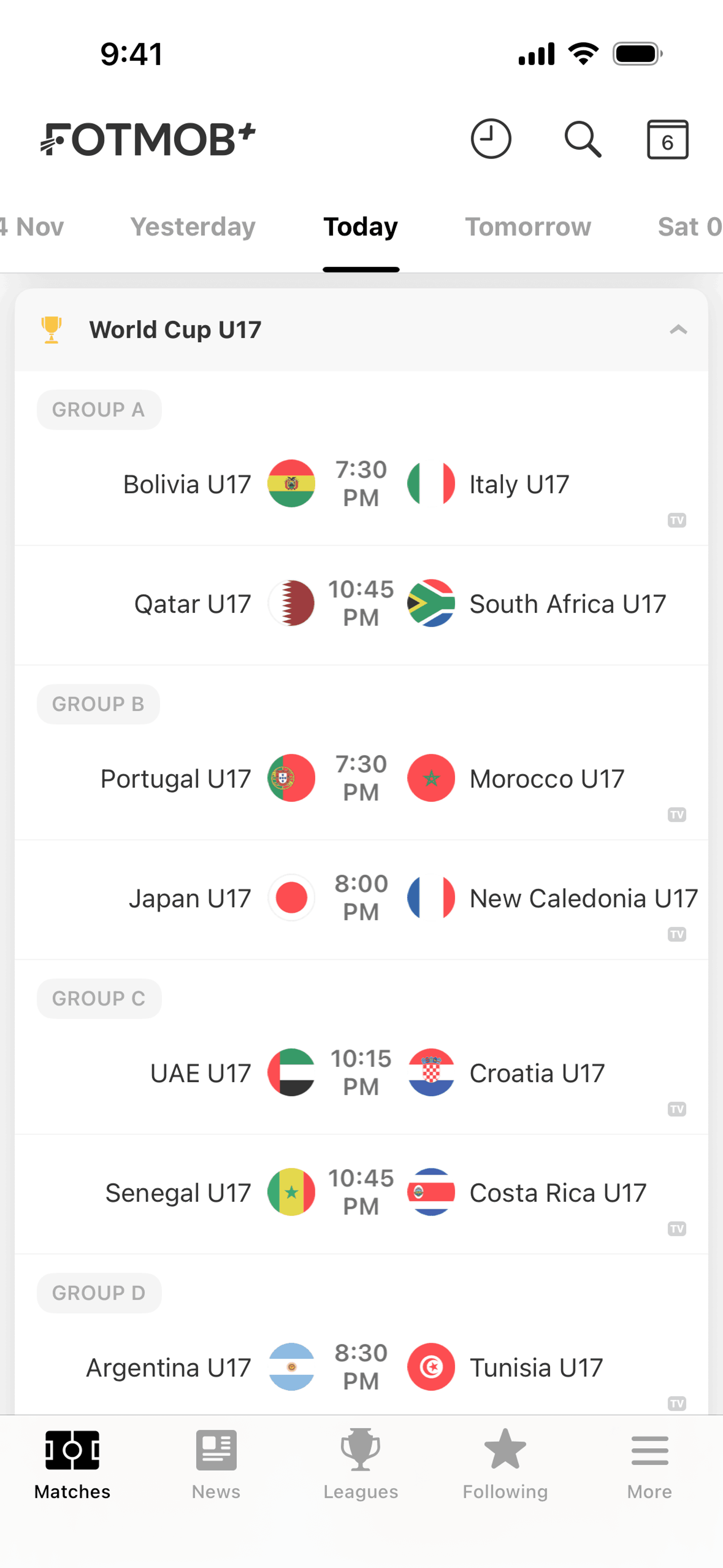 FotMob iOS UI screenshot 6