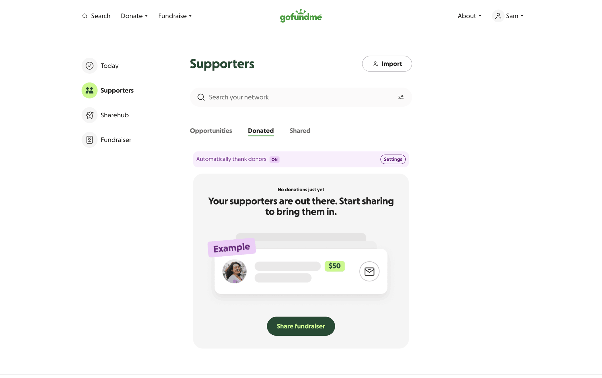 GoFundMe Web UI screenshot 10