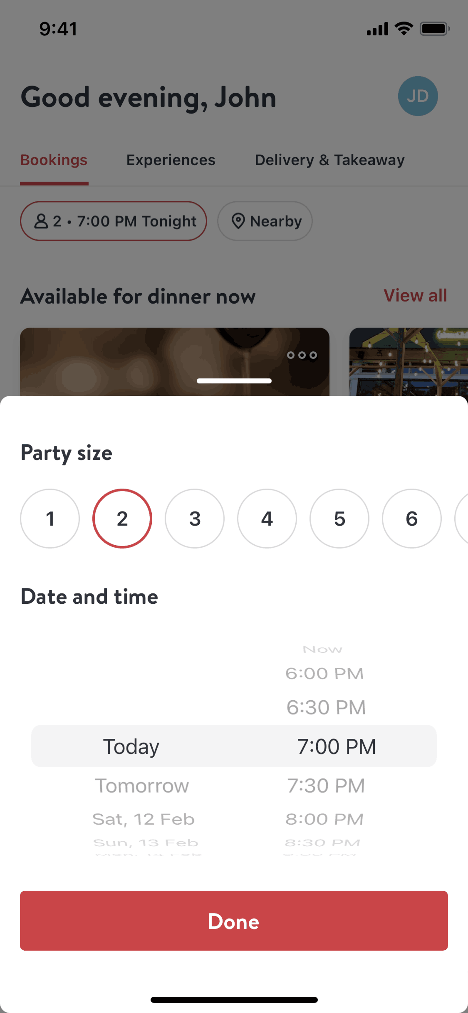 OpenTable iOS UI screenshot 14