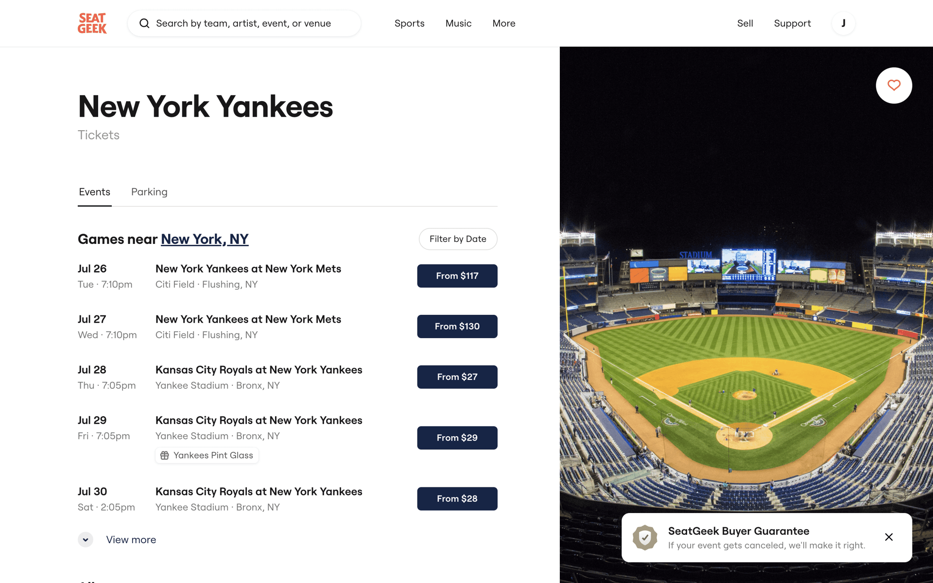 SeatGeek Web UI screenshot 12