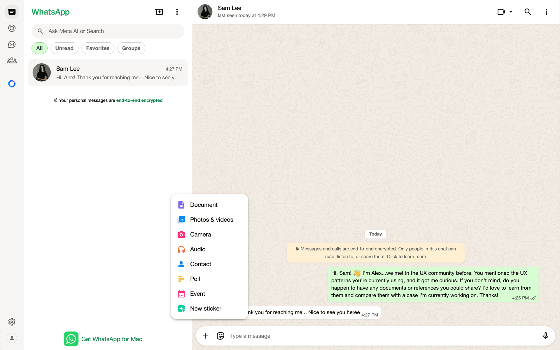 WhatsApp Web UI screenshot 19