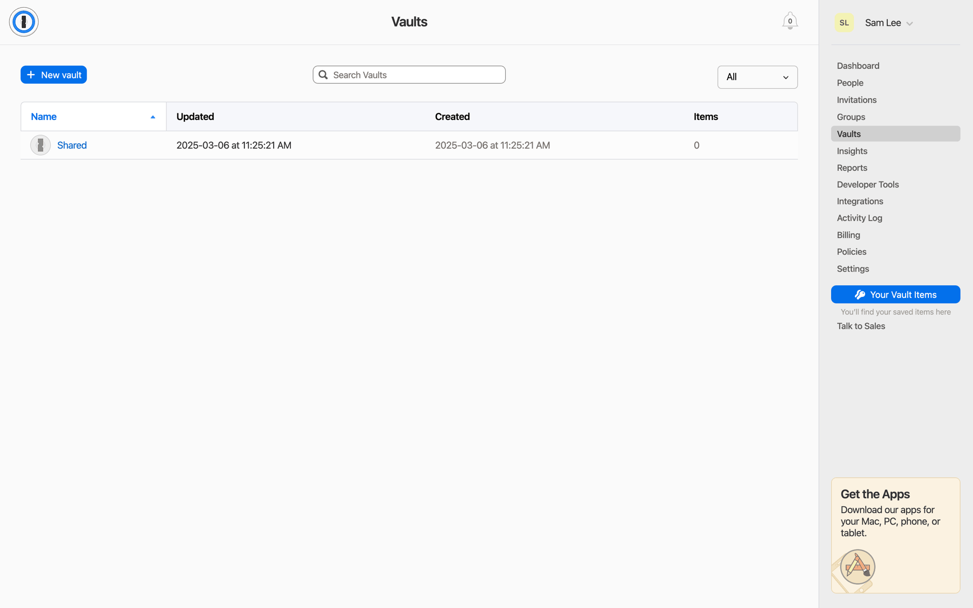 1Password Web UI screenshot 6