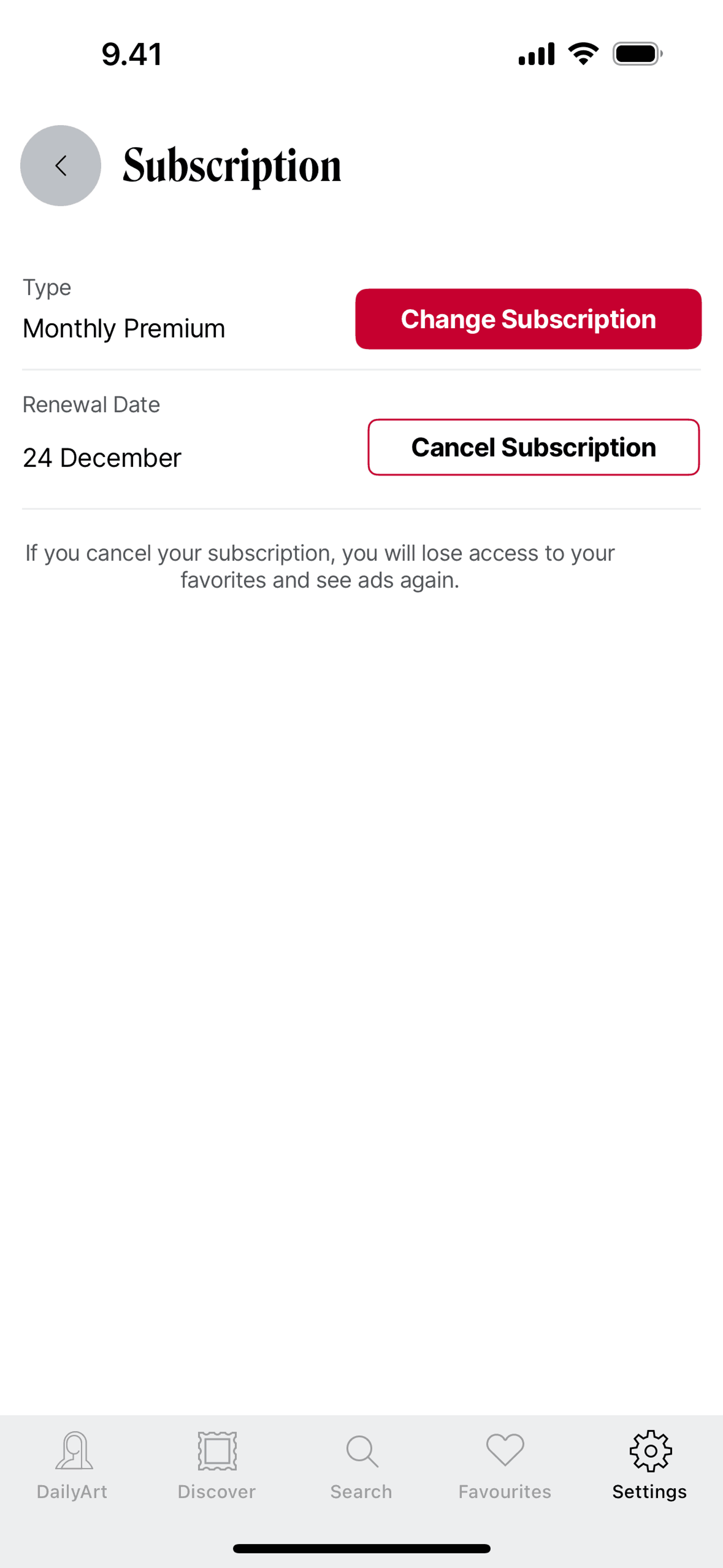 DailyArt iOS UI screenshot 17