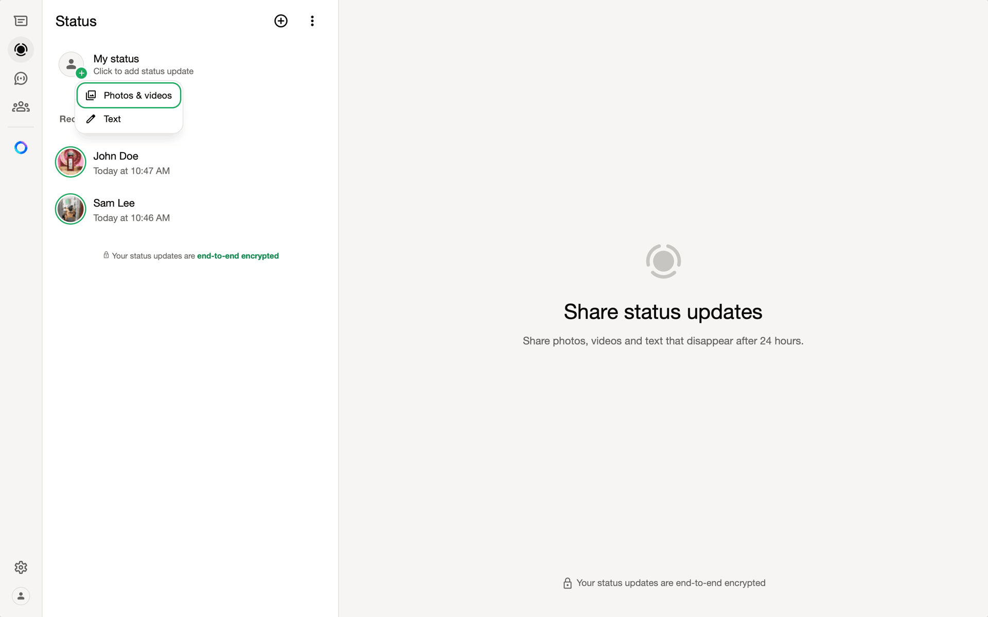 WhatsApp Web UI screenshot 7