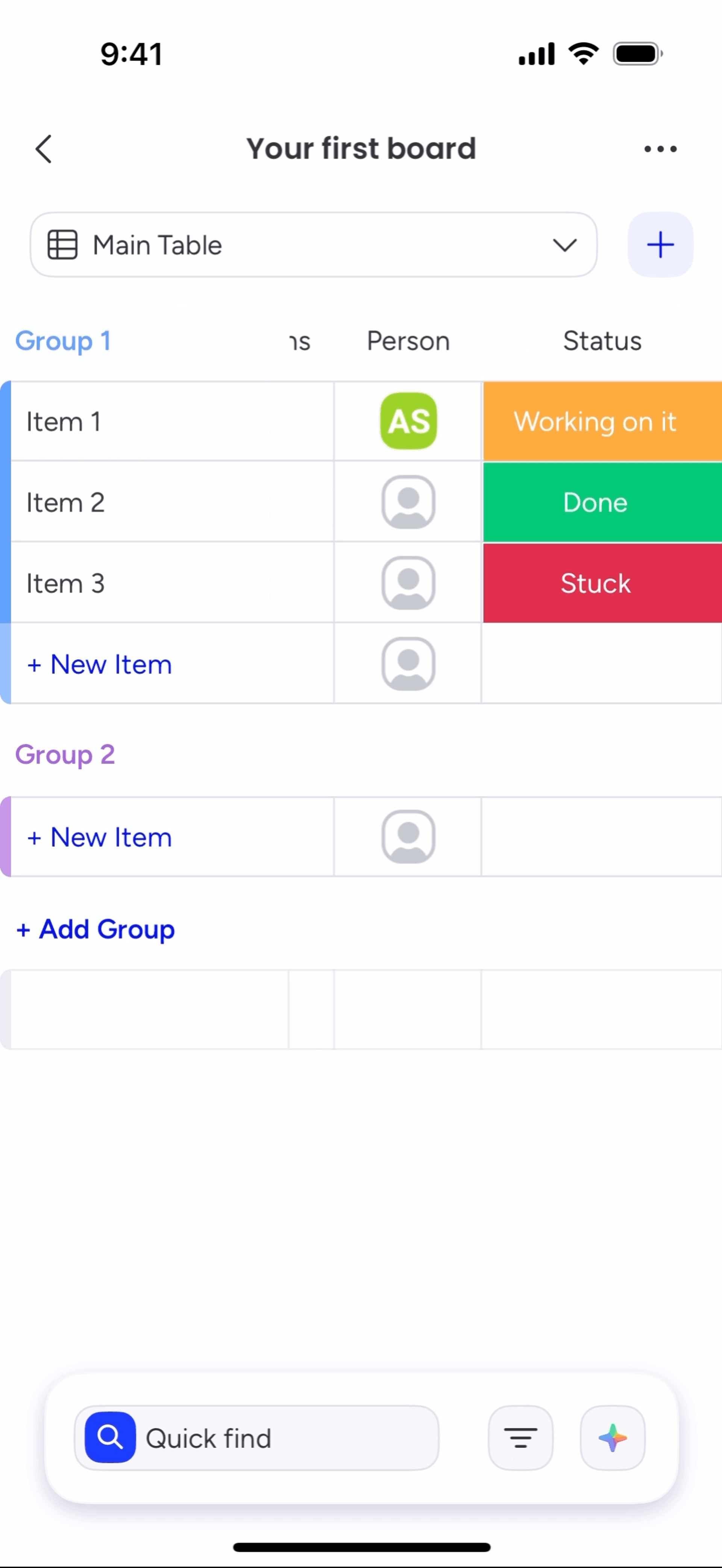 monday.com iOS UI screenshot 20