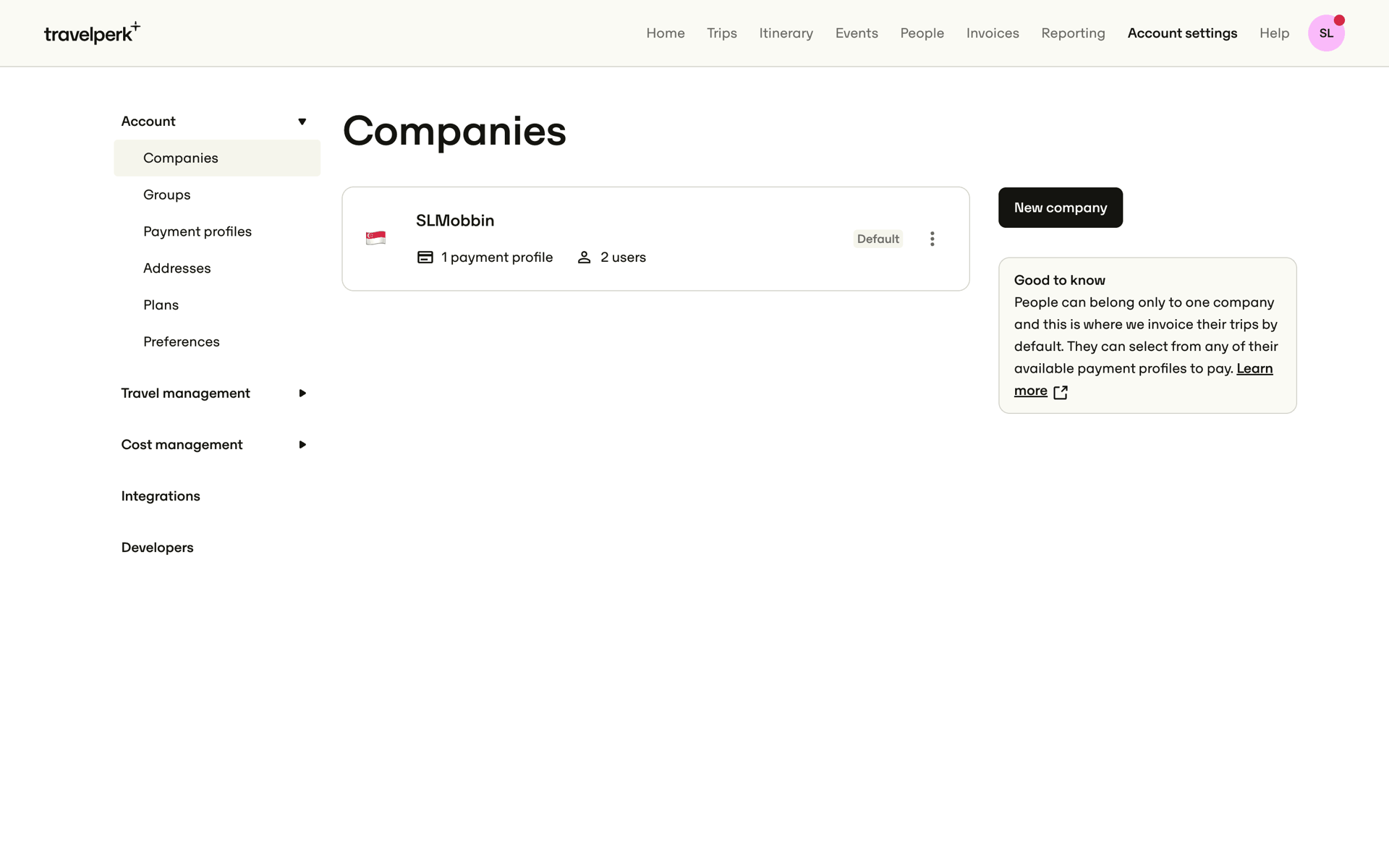 TravelPerk Web UI screenshot 4