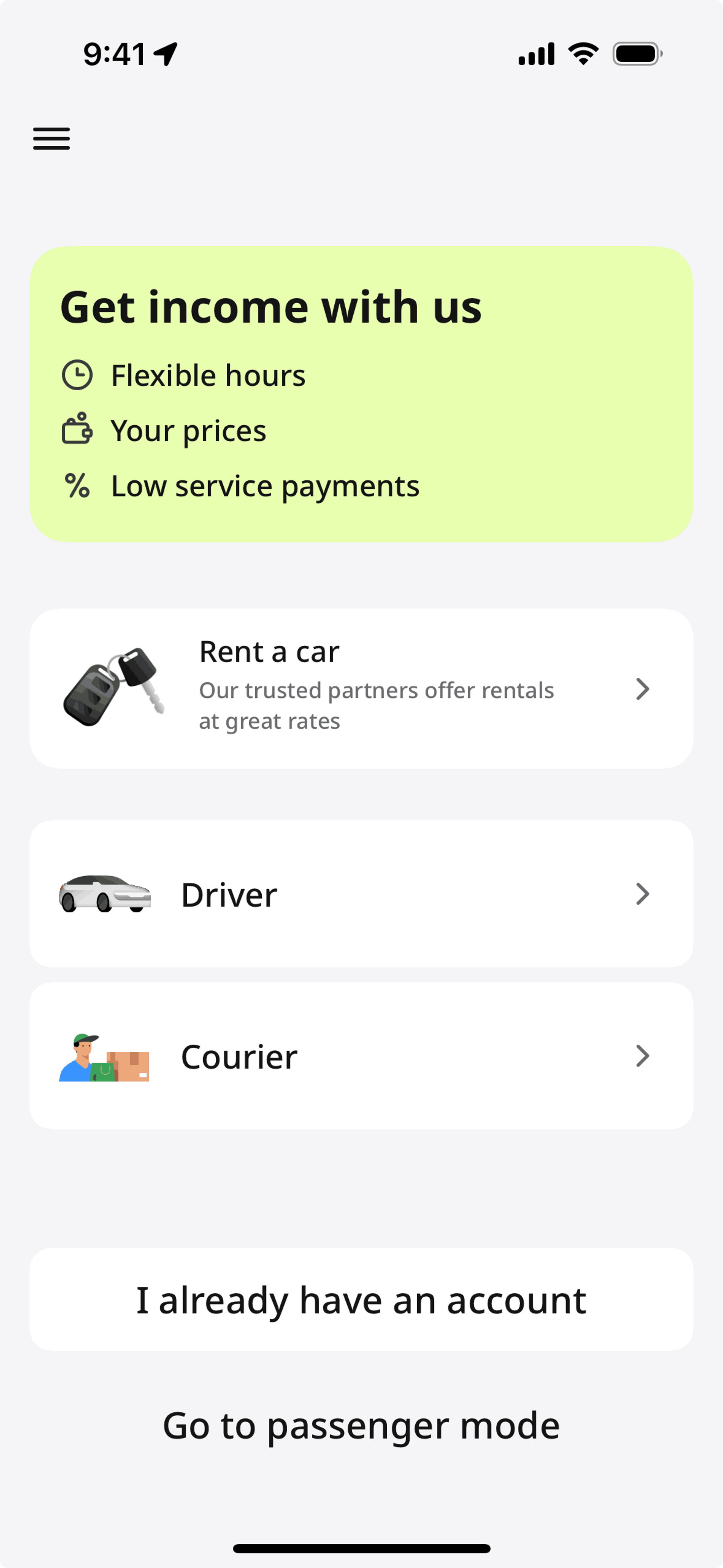 inDrive iOS UI screenshot 7