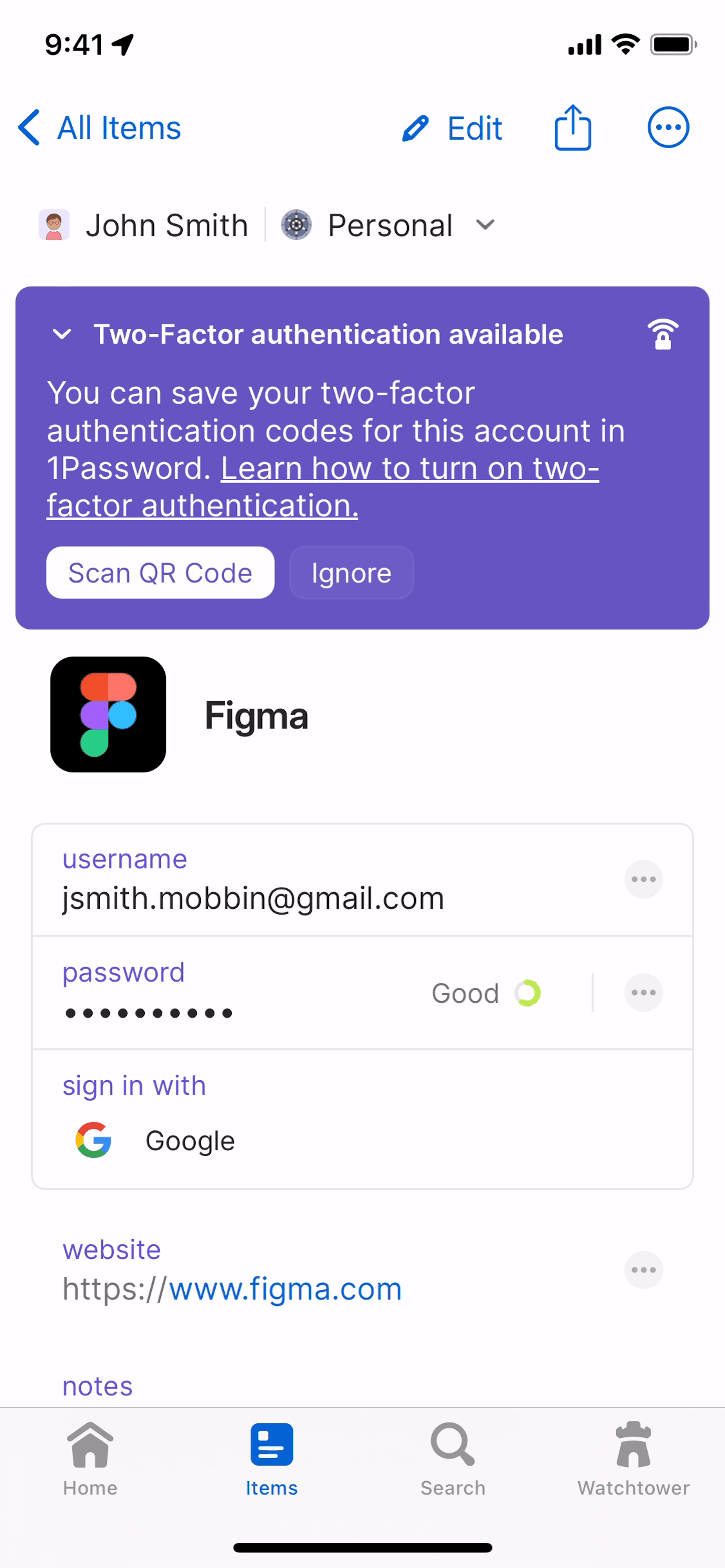 1Password iOS UI screenshot 15