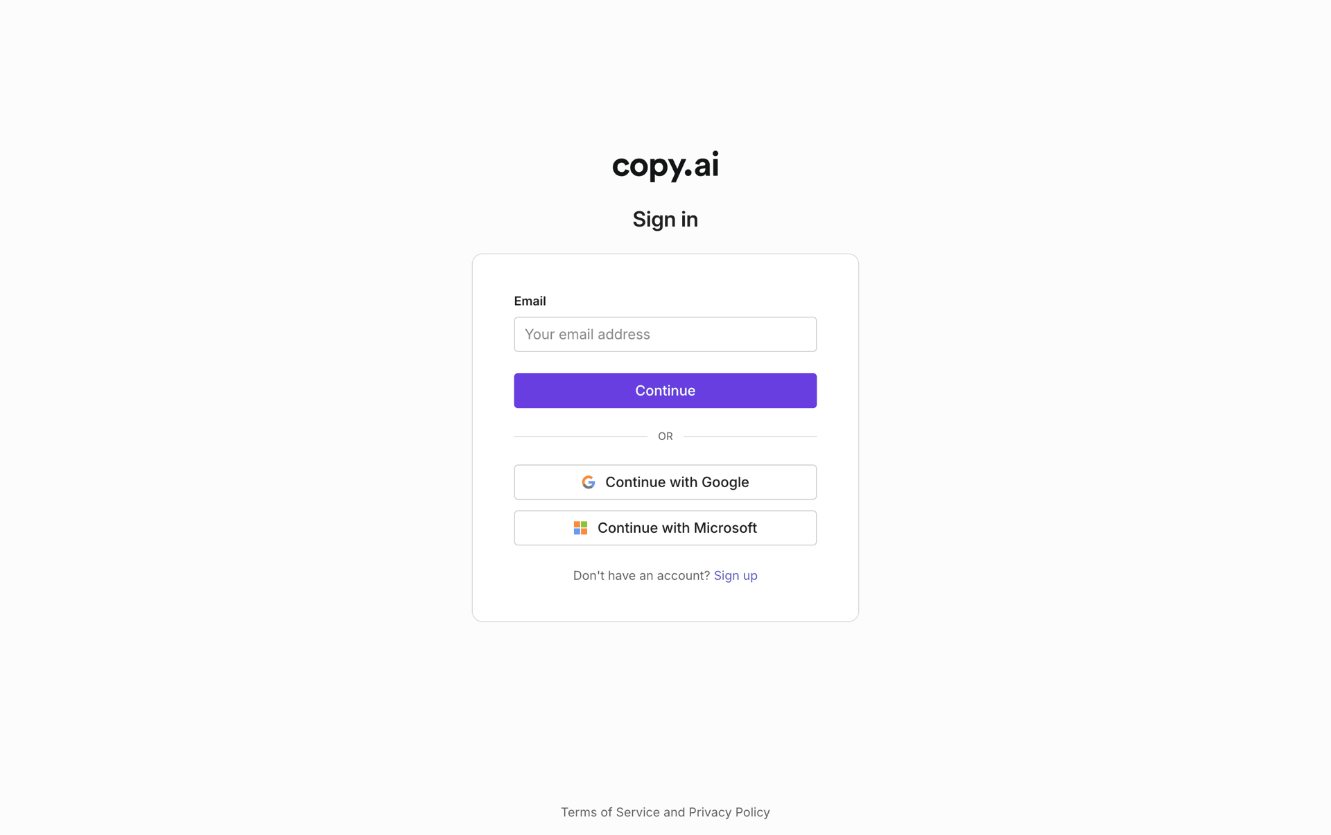 Copy.ai Web UI screenshot 2
