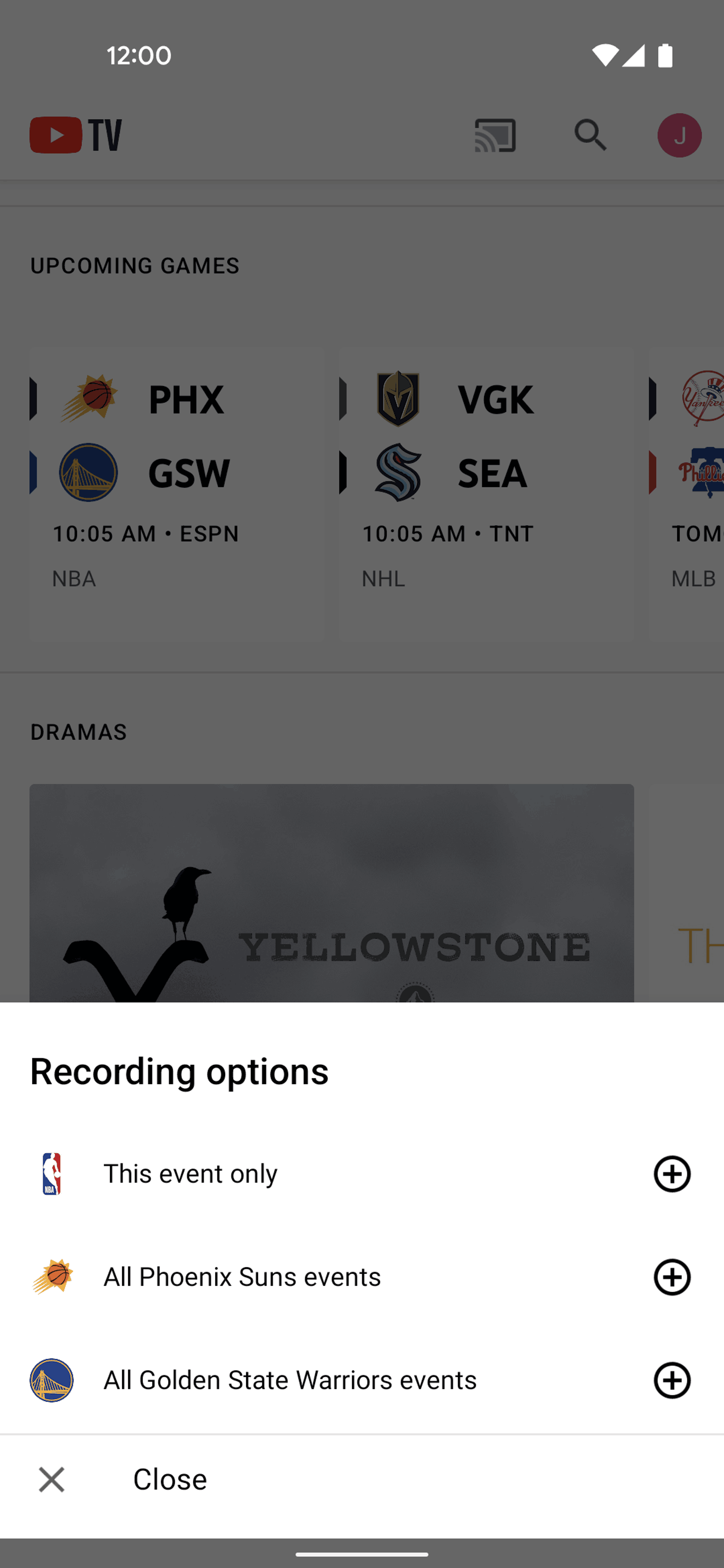 YouTube TV Android UI screenshot 6
